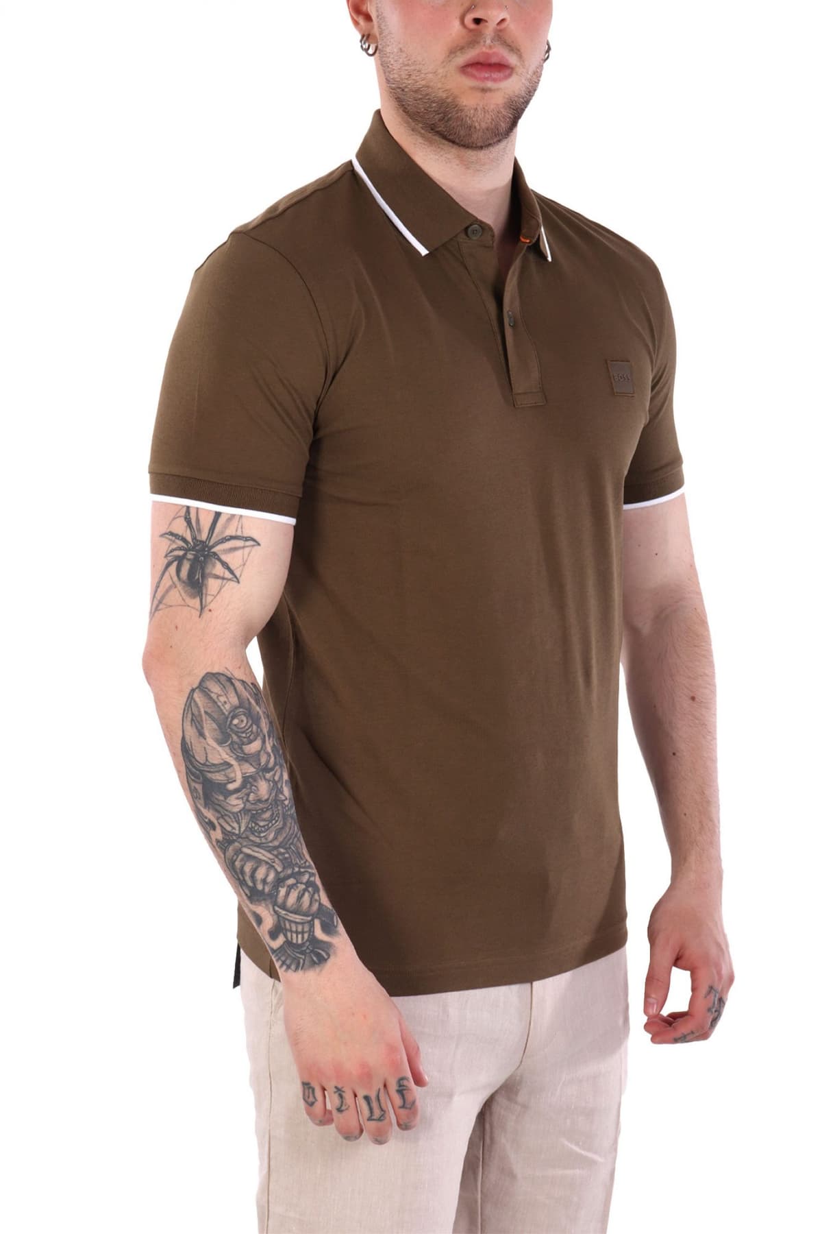 BOSS CASUAL ΚΟΝΤΟΜΑΝΙΚΟ POLO SLIM FIT PASSERTIP ΛΑΔΙ