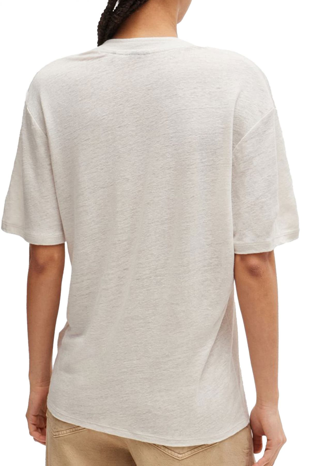 BOSS T-SHIRT C_ELA V-NECK LOGO ΕΚΡΟΥ