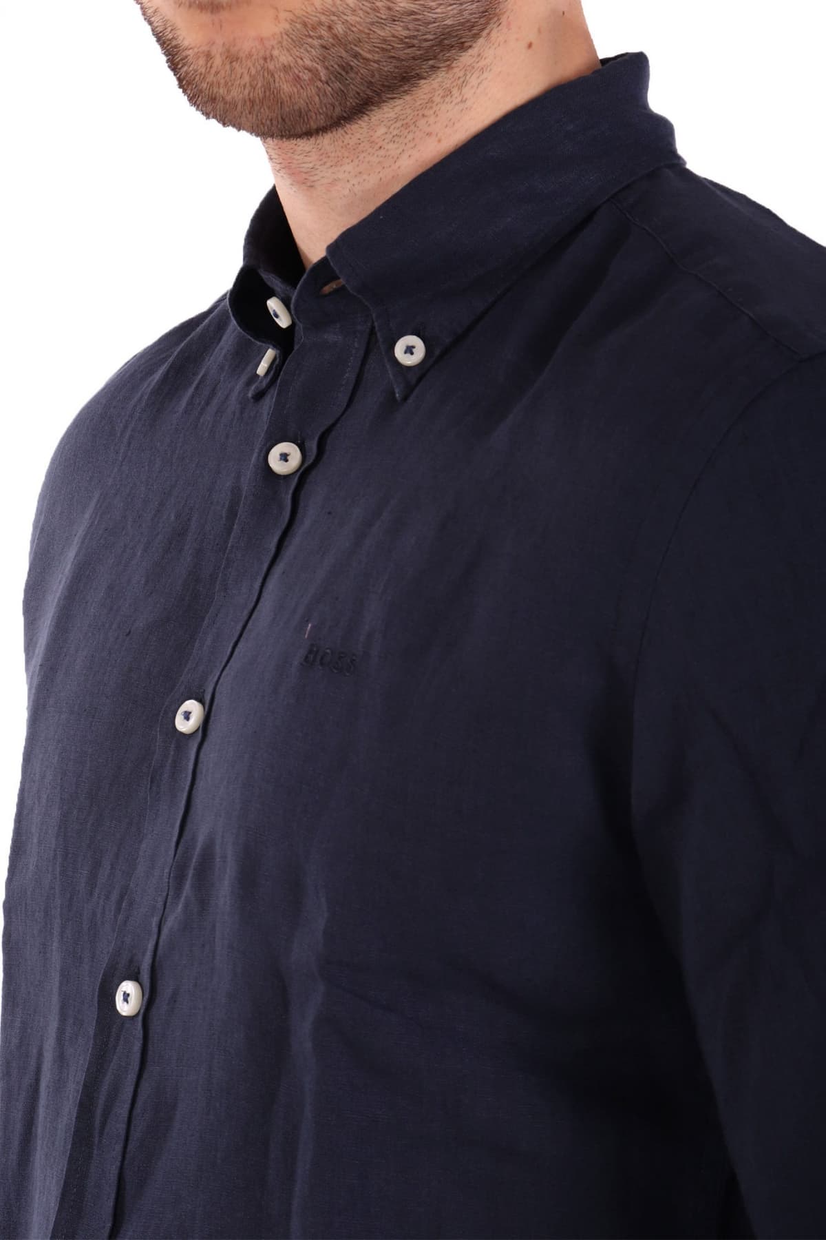 BOSS ΠΟΥΚΑΜΙΣΟ BUTTON DOWN ΛΙΝΟ SLIM FIT H-ROAN-BD-E-C1-243 ΜΠΛΕ