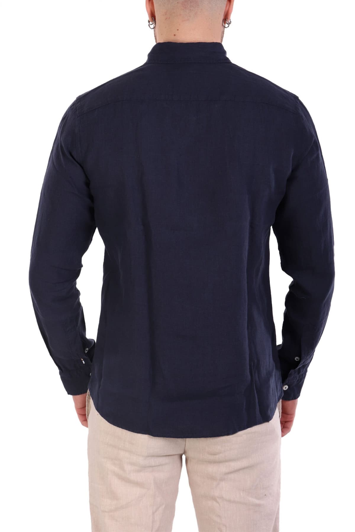 BOSS ΠΟΥΚΑΜΙΣΟ BUTTON DOWN ΛΙΝΟ SLIM FIT H-ROAN-BD-E-C1-243 ΜΠΛΕ