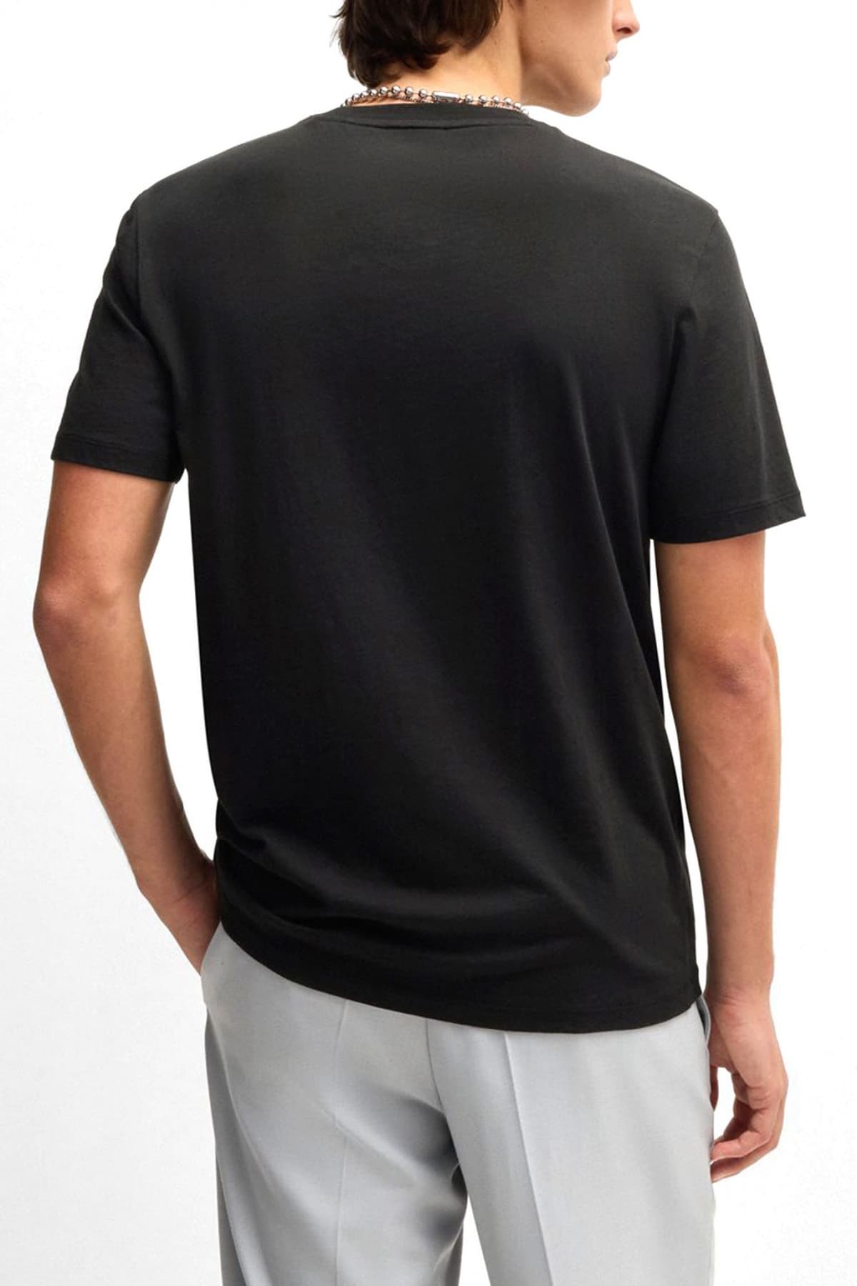 HUGO T-SHIRT DANETCHORB REGULAR FIT LOGO ΜΑΥΡΟ