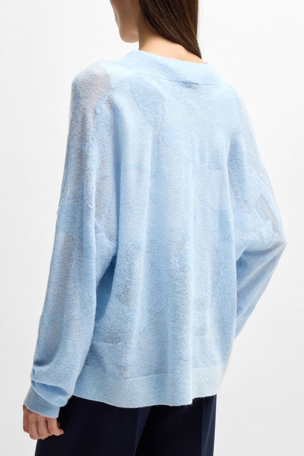 BOSS ΜΠΛΟΥΖΑ ΠΛΕΚΤΗ FENARTE V-NECK ΣΙΕΛ