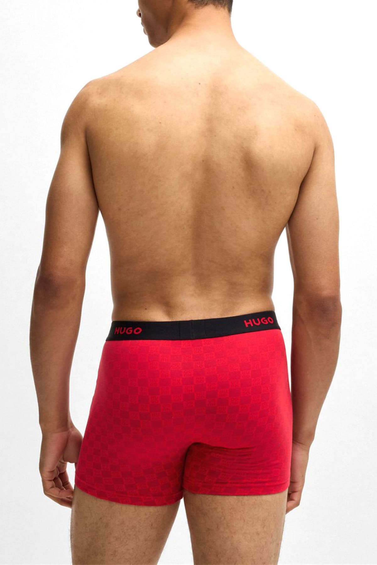 HUGO ΕΣΩΡΟΥΧΟ BOXERBR TRPLT DESIGN COTTON STRETCH ΚΟΚΚΙΝΟ-ΜΑΥΡΟ