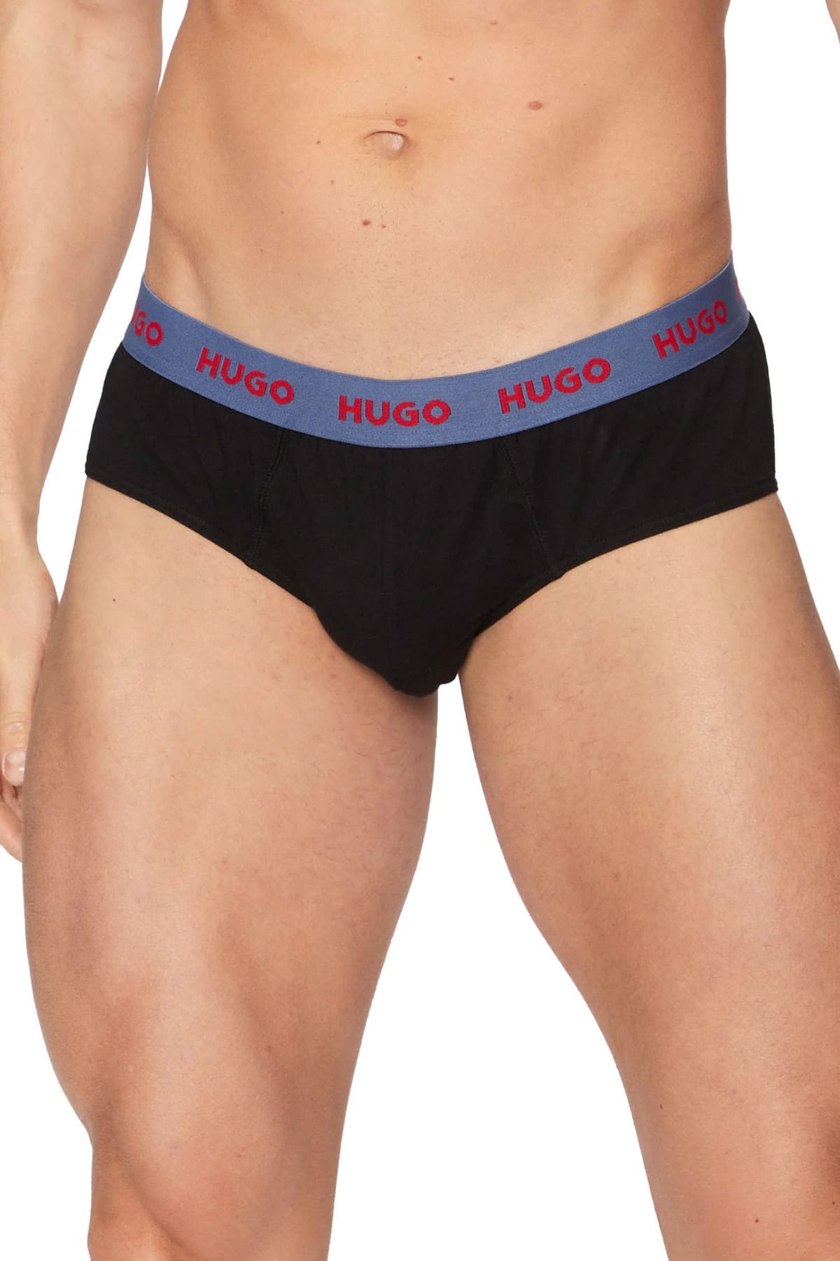 HUGO ΕΣΩΡΟΥΧΑ HIPBRIEF TRIPLETPACK COTTON STRETCH LOGO ΜΑΥΡΟ