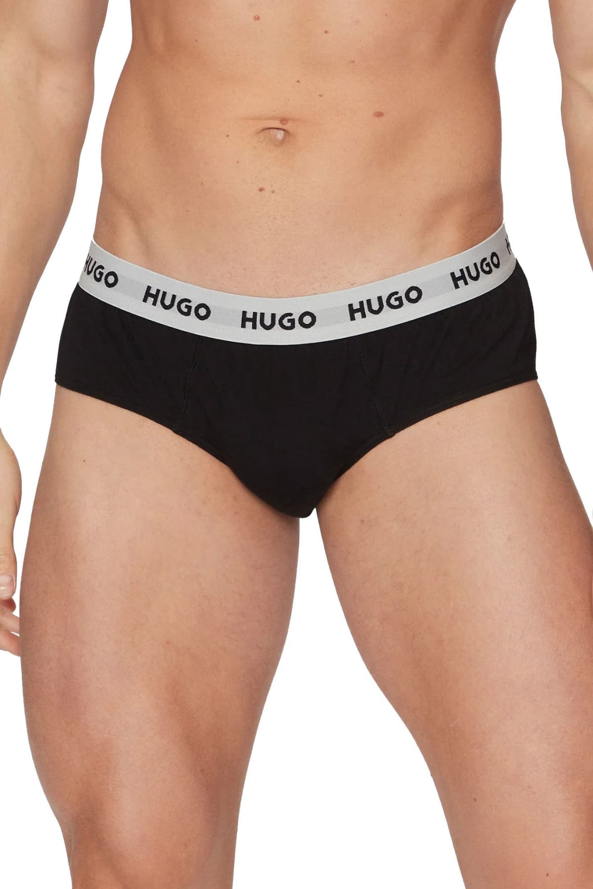 HUGO ΕΣΩΡΟΥΧΑ HIPBRIEF TRIPLETPACK COTTON STRETCH LOGO ΜΑΥΡΟ