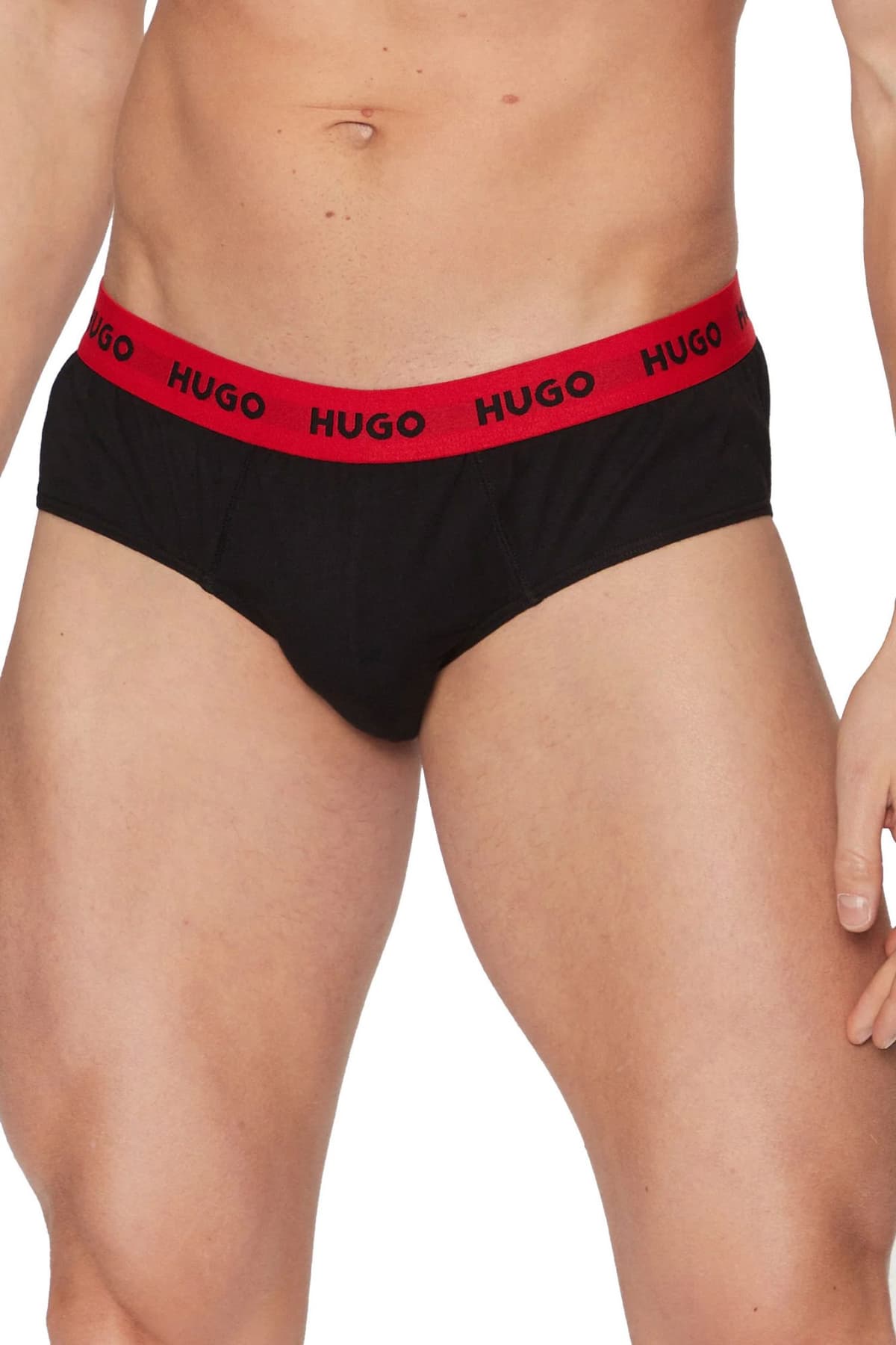 HUGO ΕΣΩΡΟΥΧΑ HIPBRIEF TRIPLETPACK COTTON STRETCH LOGO ΜΑΥΡΟ