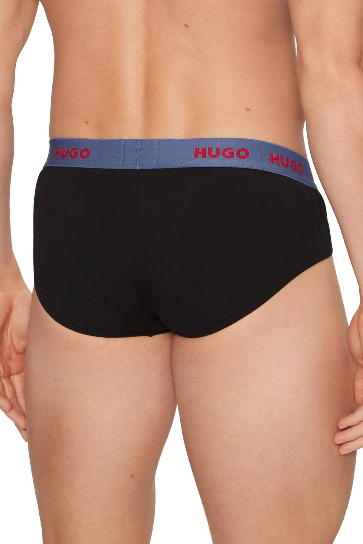 HUGO ΕΣΩΡΟΥΧΑ HIPBRIEF TRIPLETPACK COTTON STRETCH LOGO ΜΑΥΡΟ