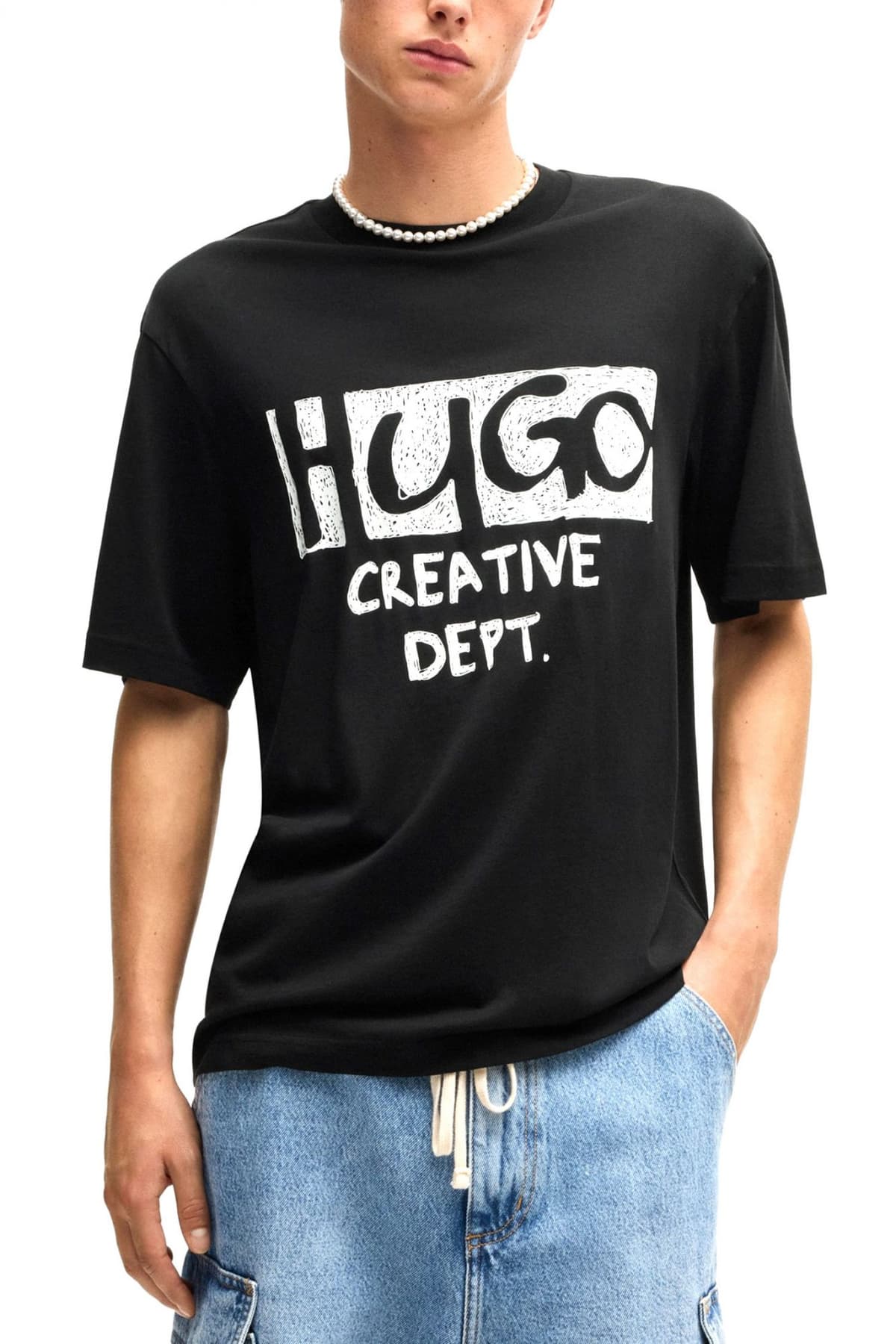 HUGO BLUE T-SHIRT NUGOCREA ΜΑΥΡΟ