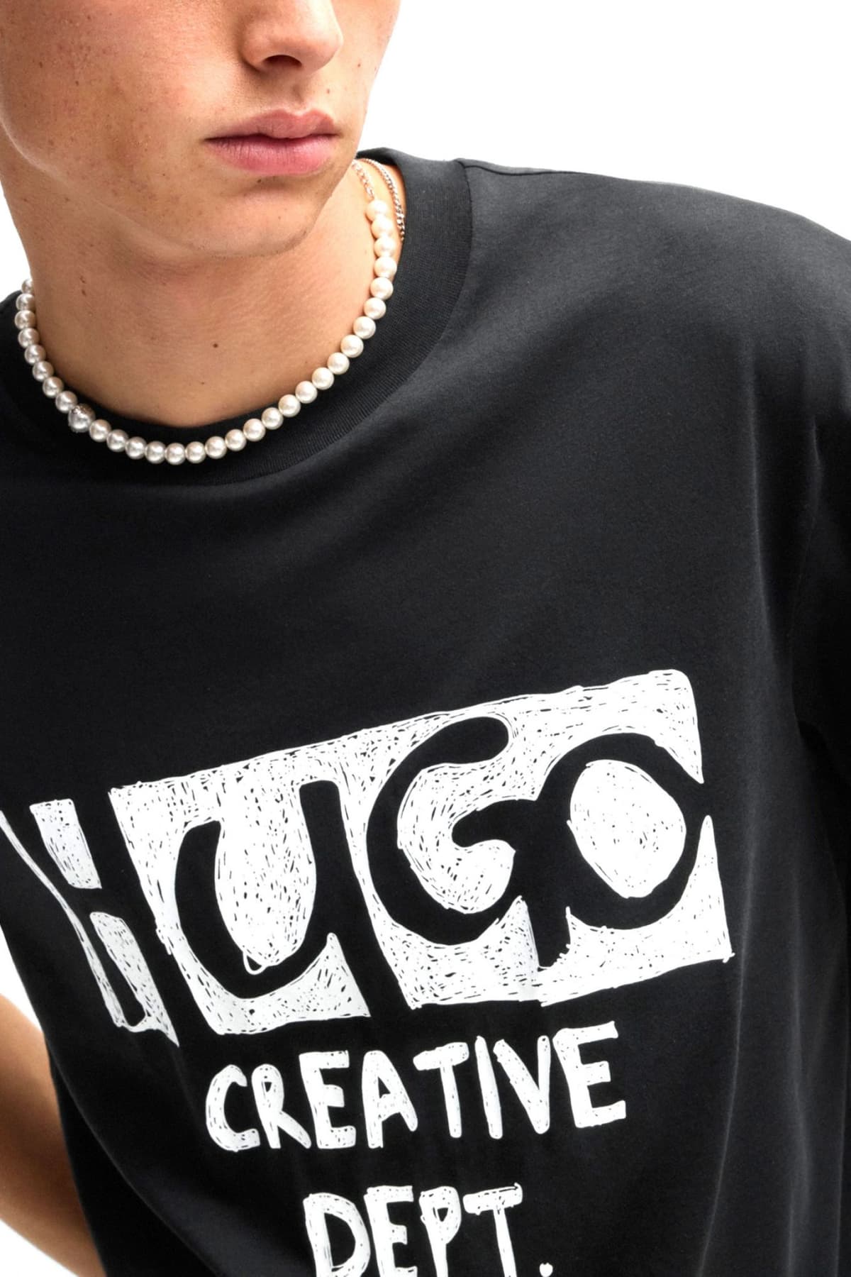 HUGO BLUE T-SHIRT NUGOCREA ΜΑΥΡΟ