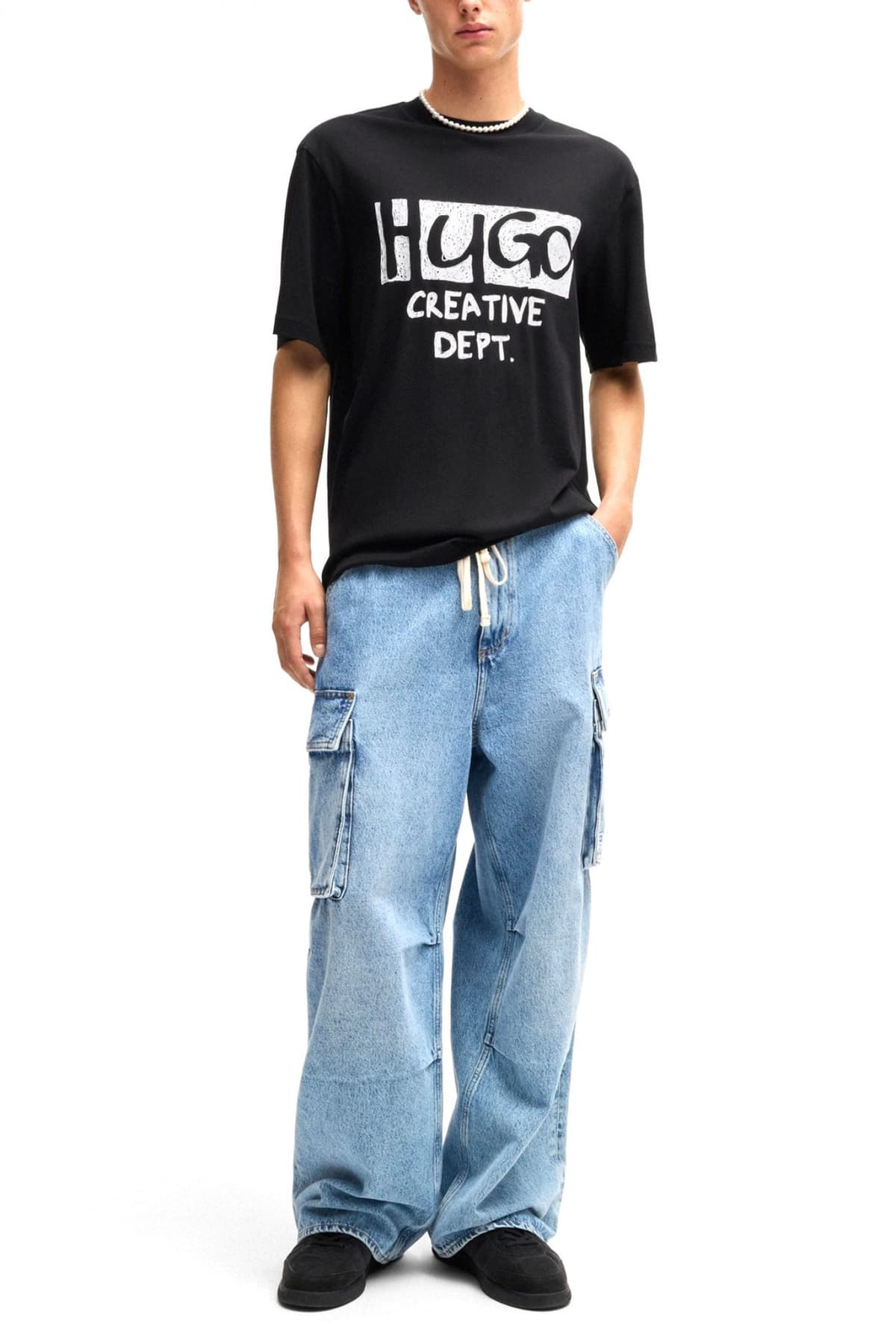 HUGO BLUE T-SHIRT NUGOCREA ΜΑΥΡΟ