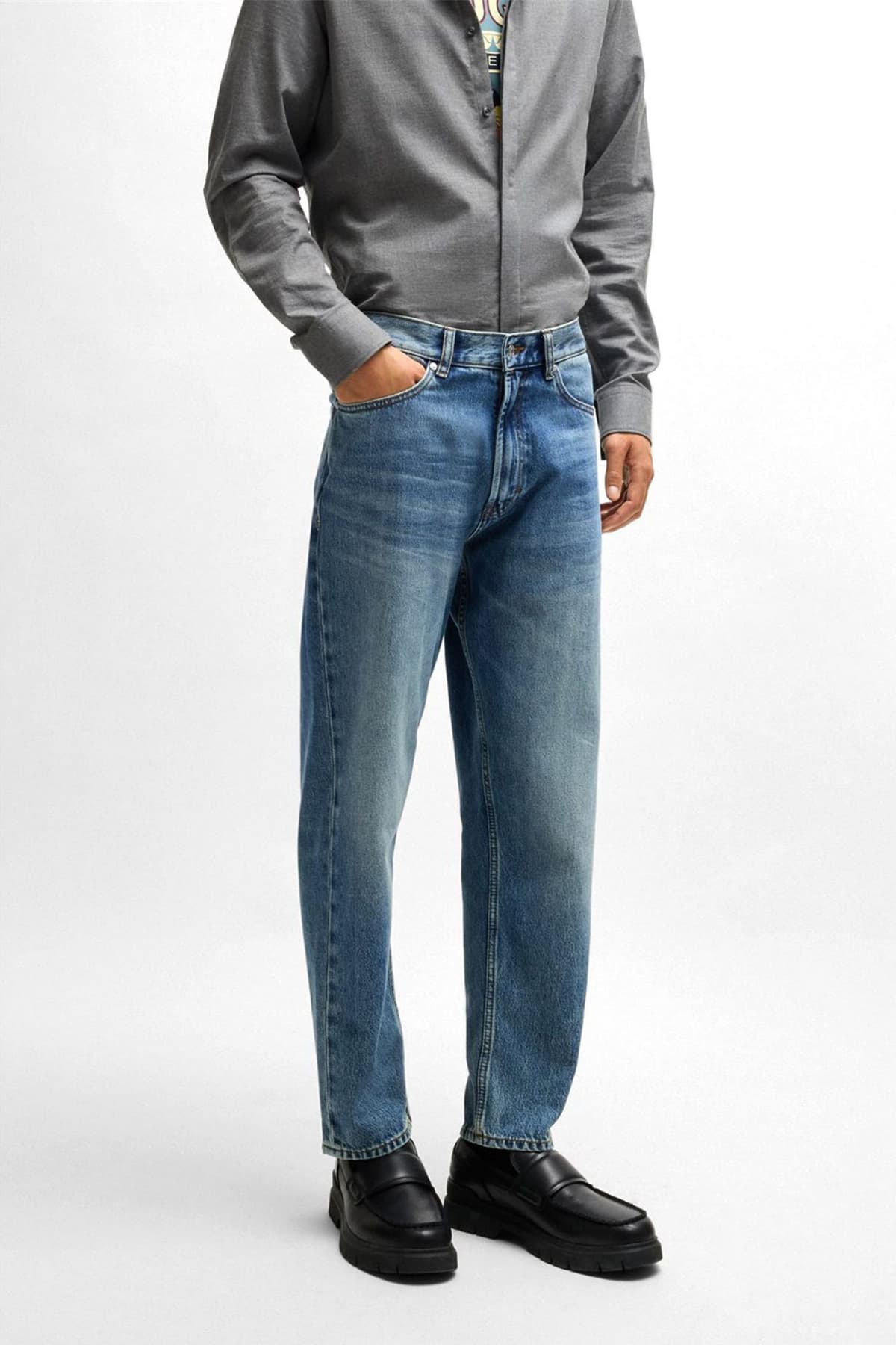 HUGO ΠΑΝΤΕΛΟΝΙ JEANS 838 TAPERED FIT ΑΝΟΙΧΤΟ ΜΠΛΕ