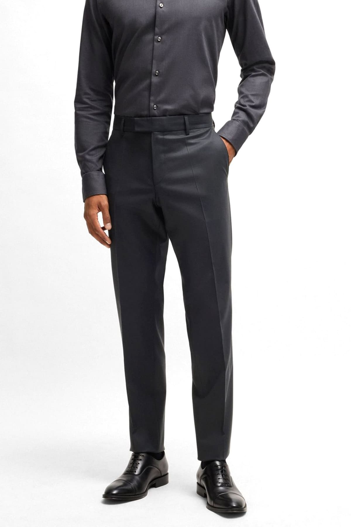 BOSS ΚΟΣΤΟΥΜΙ SLIM FIT H-HUGE-2PCS-PEAK-242 ΜΑΥΡΟ