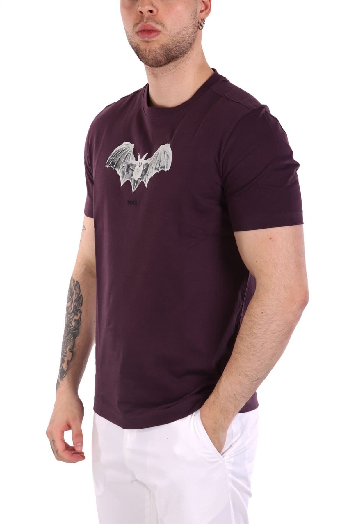 BOSS CASUAL T-SHIRT ΜΕ ΣΤΑΜΠΑ REGULAR FIT TE_SPIDERBAT ΜΕΛΙΤΖΑΝΙ