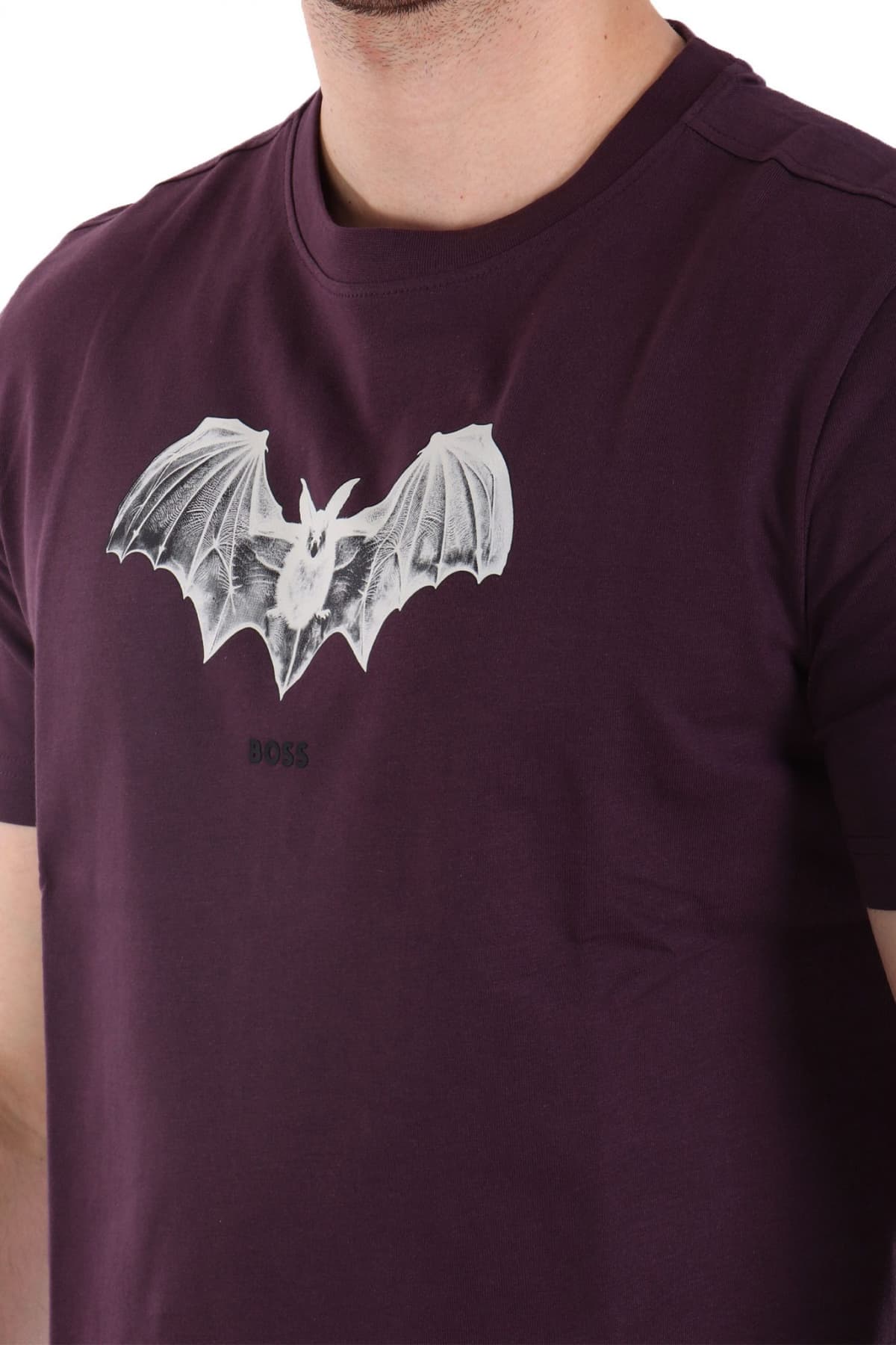 BOSS CASUAL T-SHIRT ΜΕ ΣΤΑΜΠΑ REGULAR FIT TE_SPIDERBAT ΜΕΛΙΤΖΑΝΙ