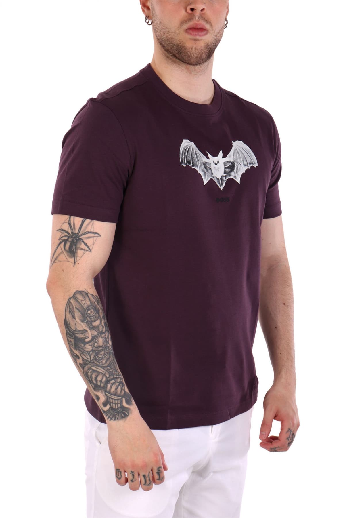 BOSS CASUAL T-SHIRT ΜΕ ΣΤΑΜΠΑ REGULAR FIT TE_SPIDERBAT ΜΕΛΙΤΖΑΝΙ
