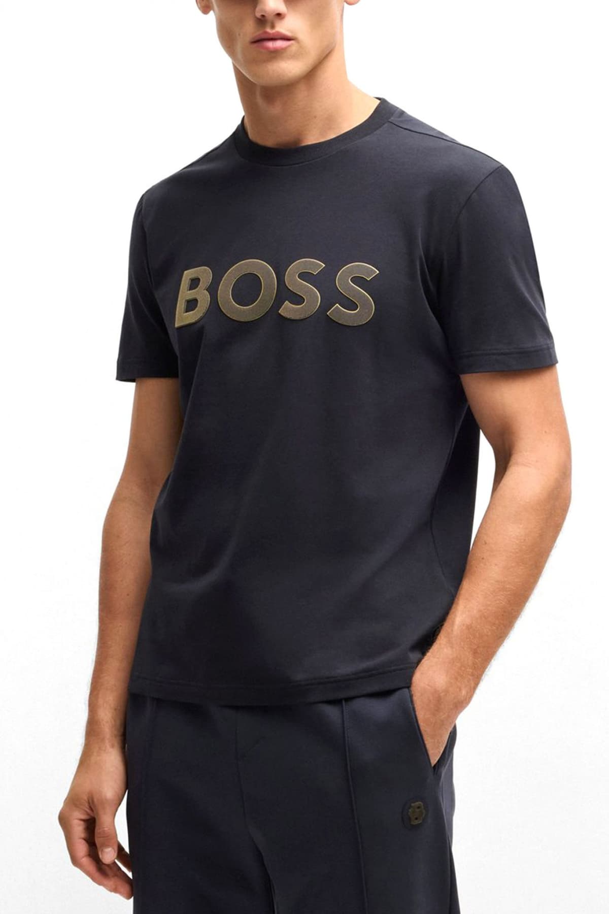 BOSS ATHLEISURE T-SHIRT REGULAR FIT TEE TL LOGO ΜΠΛΕ
