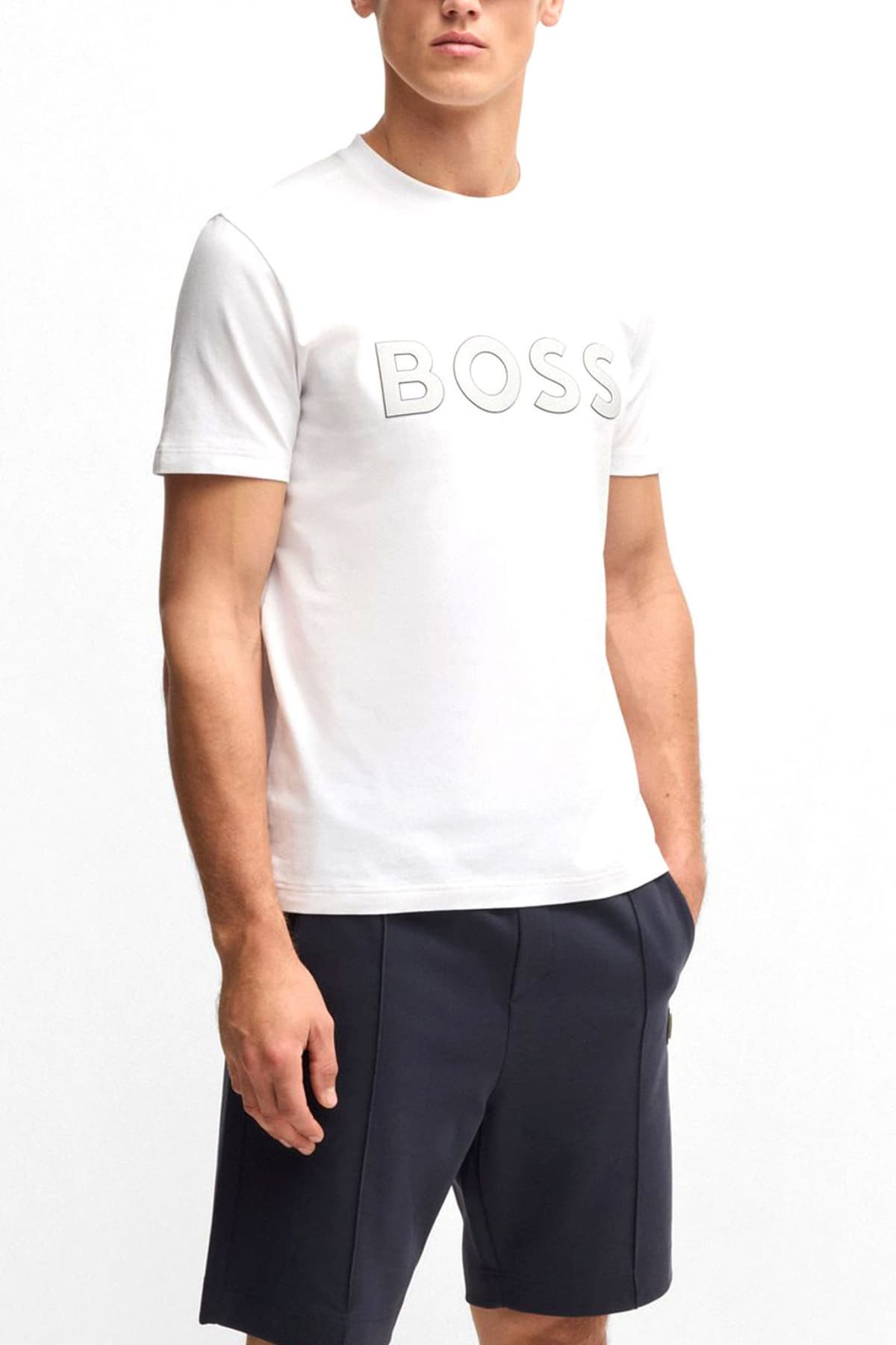 BOSS ATHLEISURE T-SHIRT REGULAR FIT TEE TL LOGO ΛΕΥΚΟ