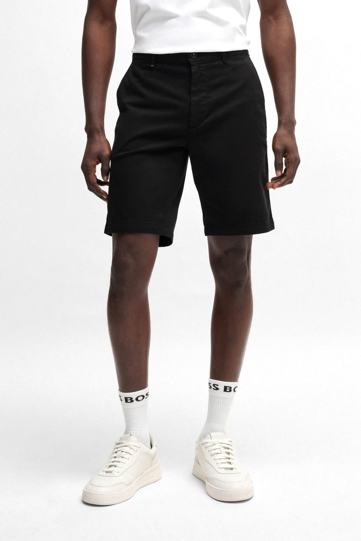 BOSS CASUAL ΒΕΡΜΟΥΔΑ CHINO SLIM FIT CHINO SLIM SHORTS ΜΑΥΡΟ