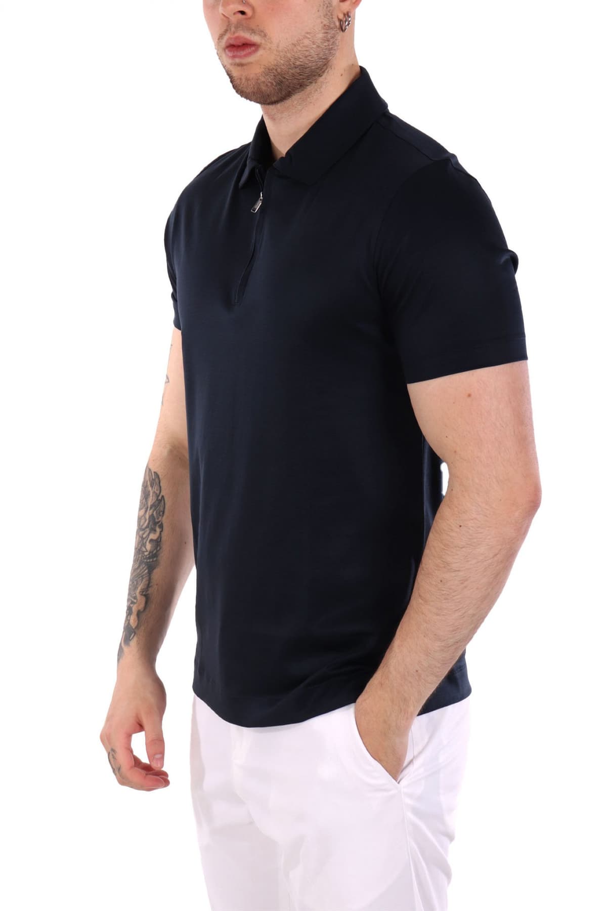 BOSS POLO HALFZIP H-PARAS 50 ΜΠΛΕ