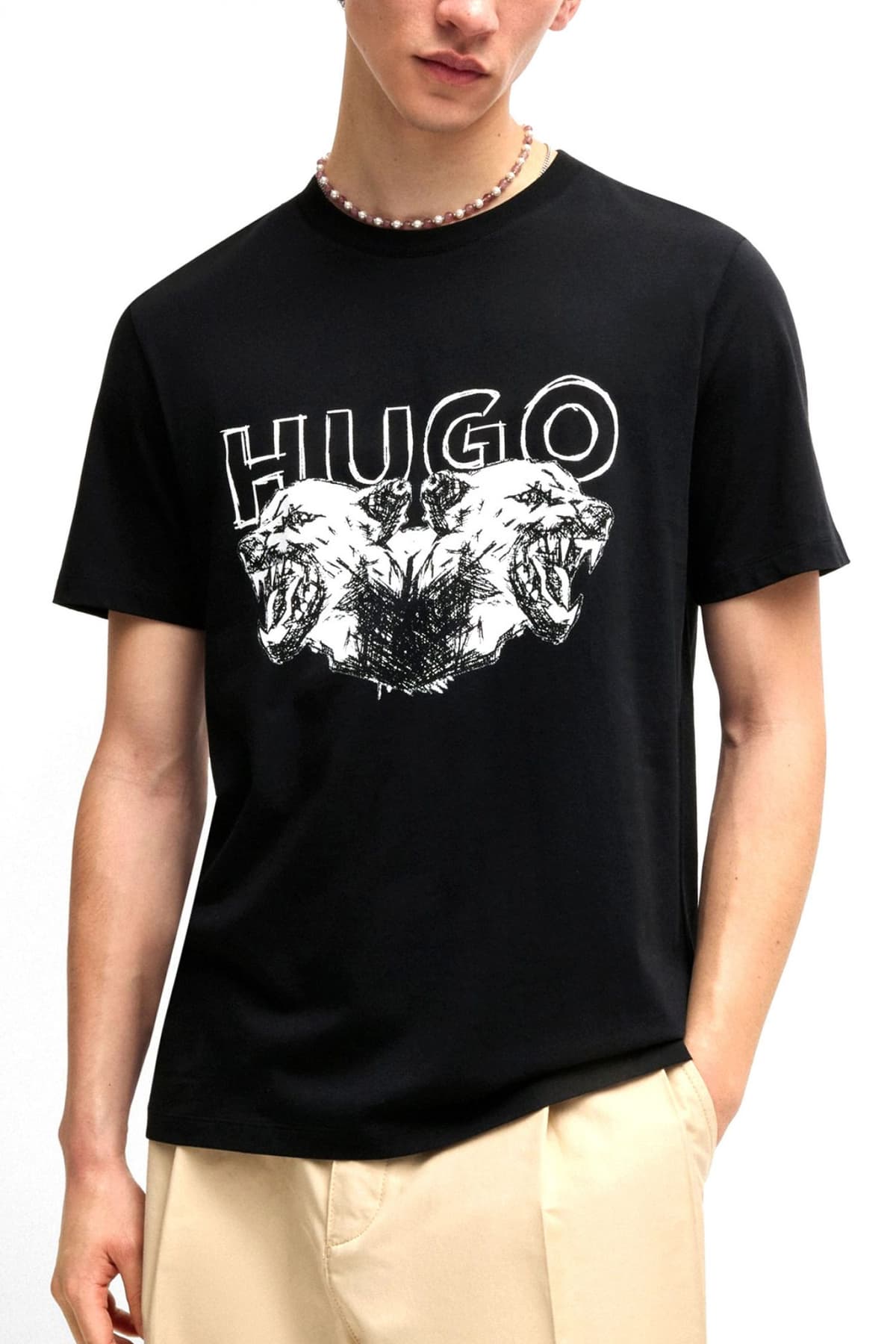 HUGO T-SHIRT DURRO LOGO ΜΑΥΡΟ