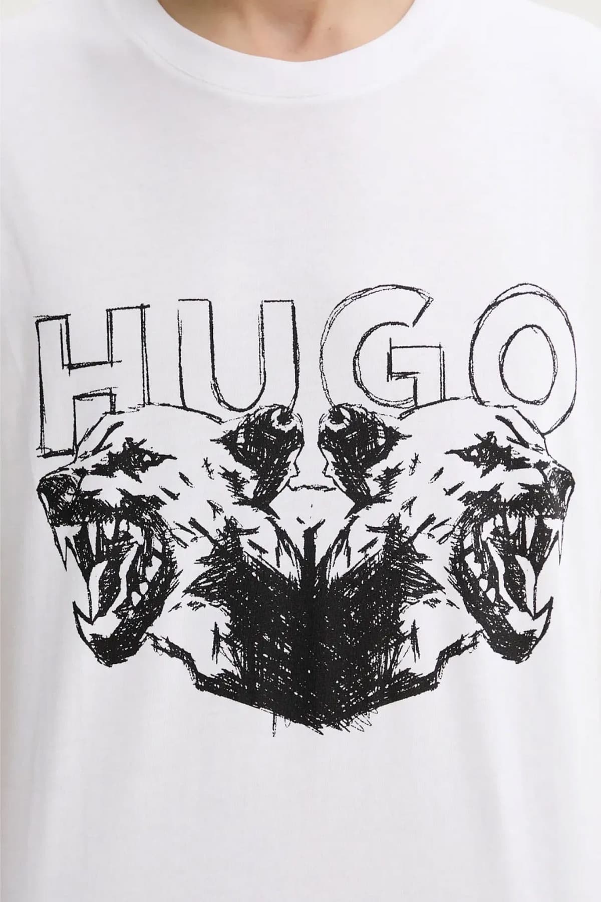 HUGO T-SHIRT DURRO LOGO ΛΕΥΚΟ