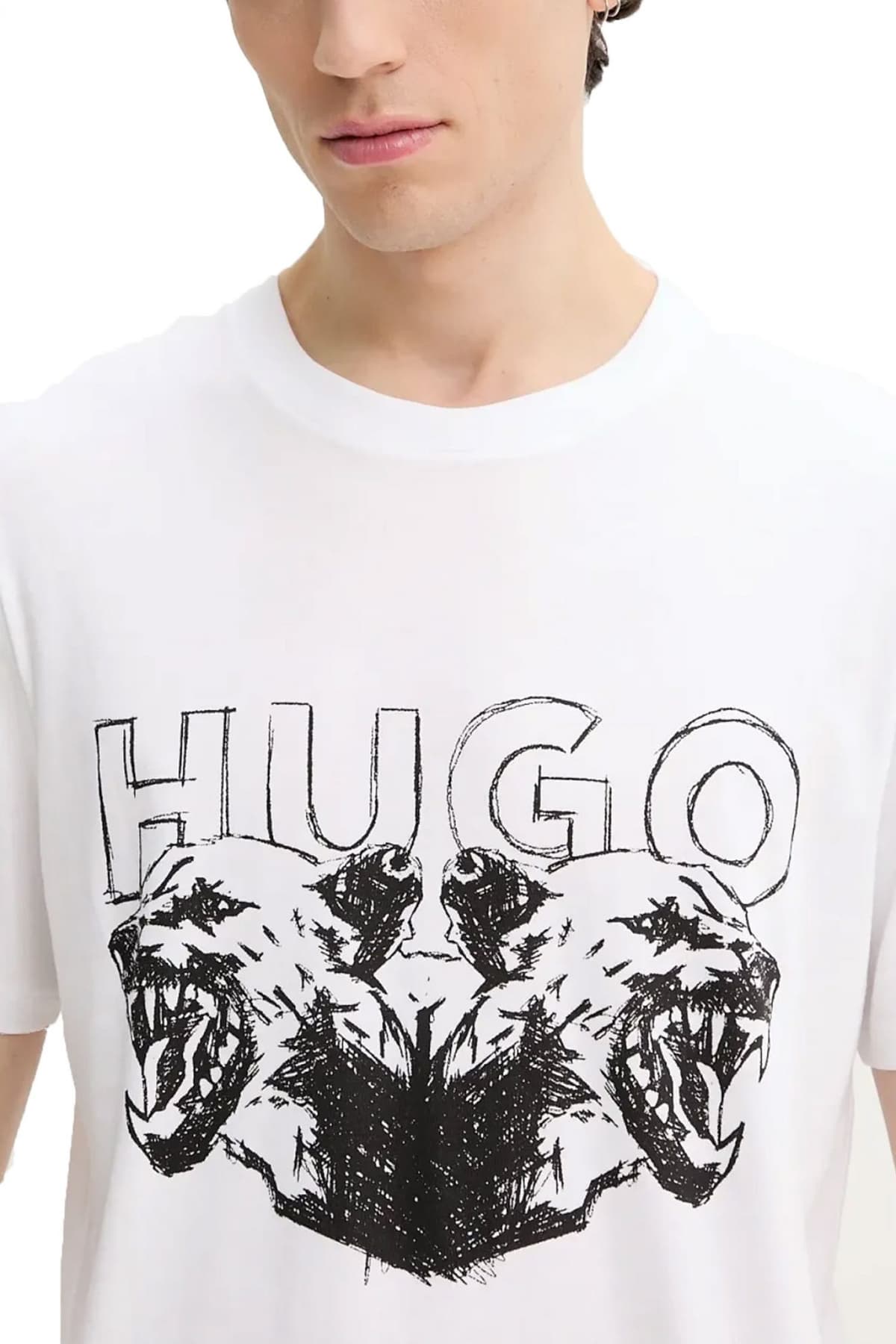 HUGO T-SHIRT DURRO LOGO ΛΕΥΚΟ
