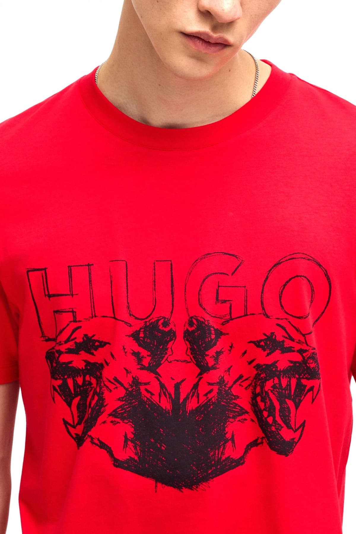 HUGO T-SHIRT DURRO LOGO ΚΟΚΚΙΝΟ