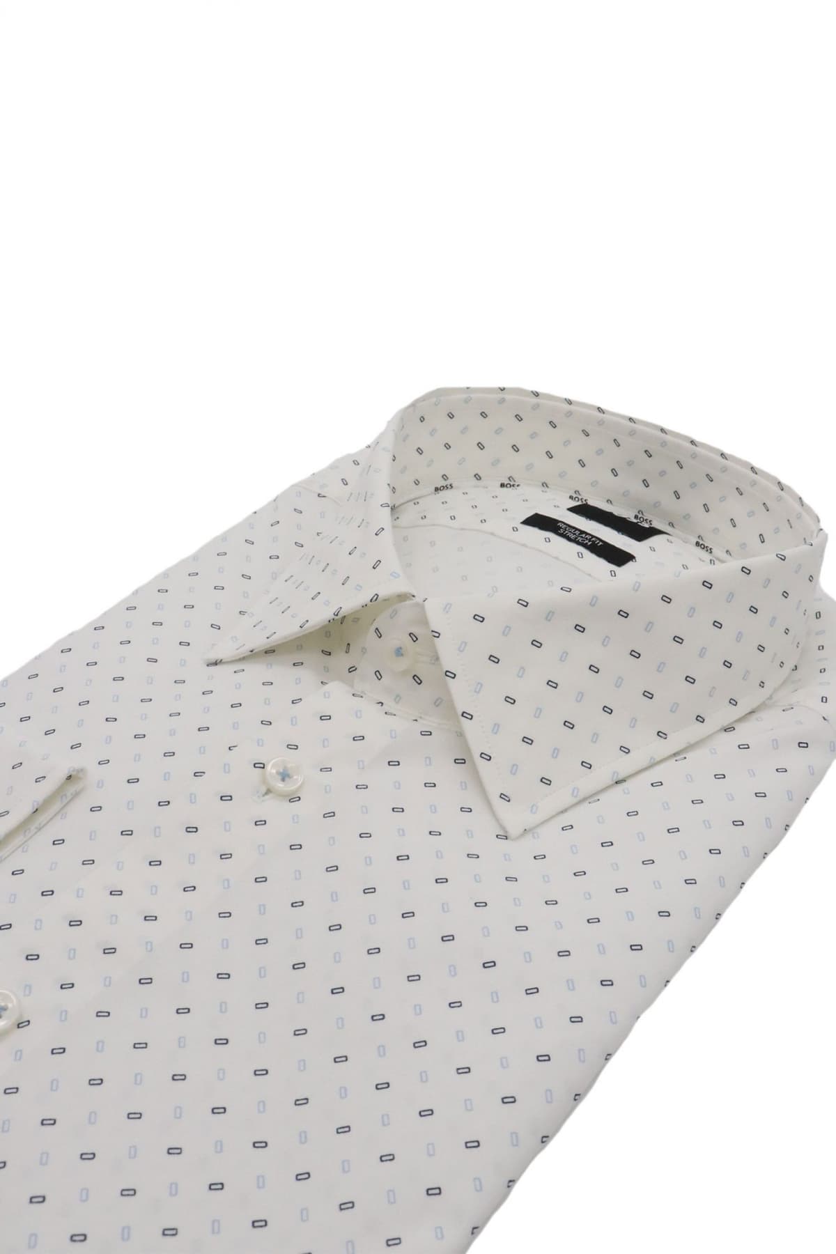 BOSS ΠΟΥΚΑΜΙΣΟ ΜΙΚΡΟΣΧΕΔΙΟ REGULAR FIT STRETCH H-JOE-KENT-C1-214 ΛΕΥΚΟ-ΜΠΛΕ