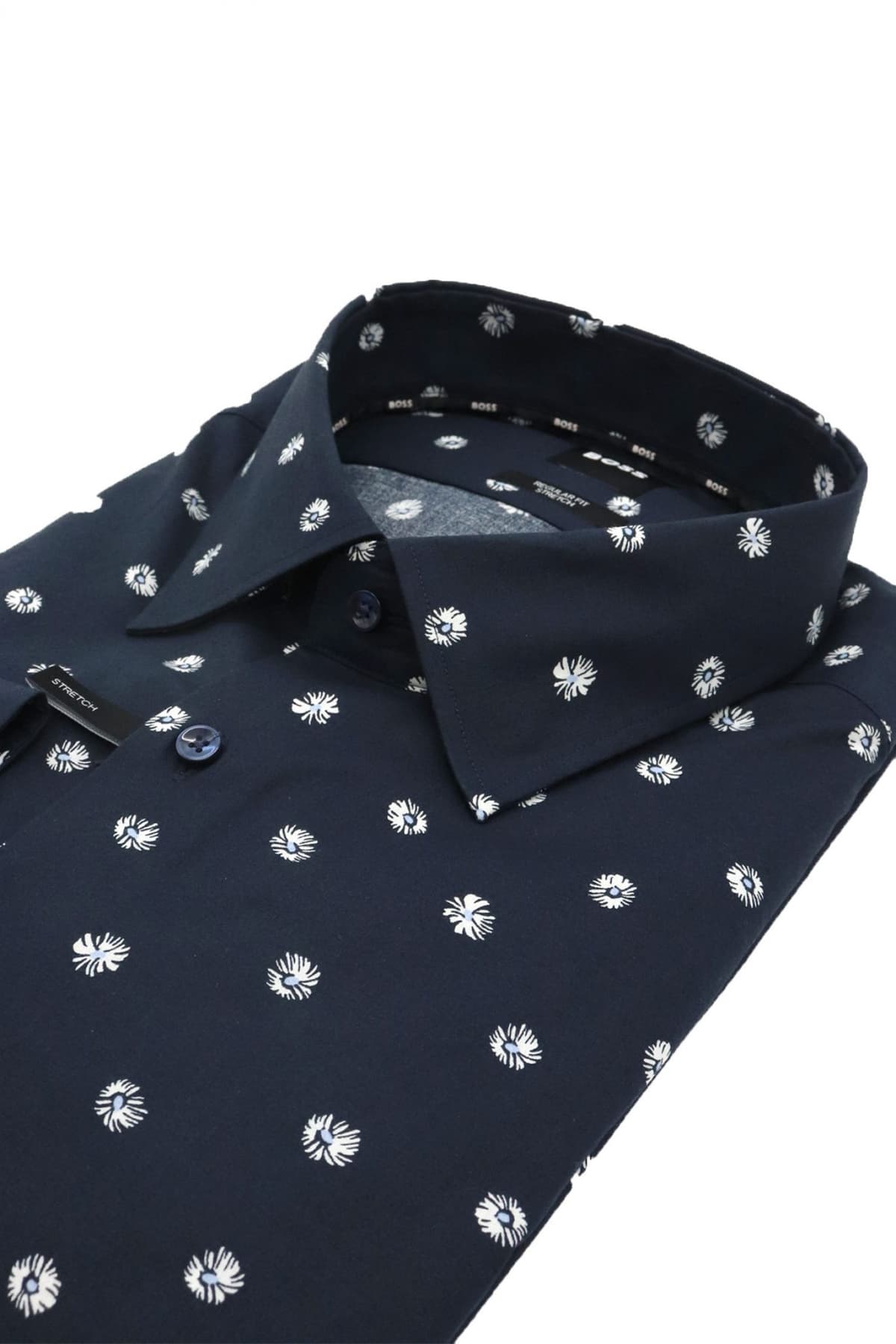 BOSS ΠΟΥΚΑΜΙΣΟ ΜΙΚΡΟΣΧΕΔΙΟ REGULAR FIT STRETCH H-JOE-KENT-C1-214 ΜΠΛΕ