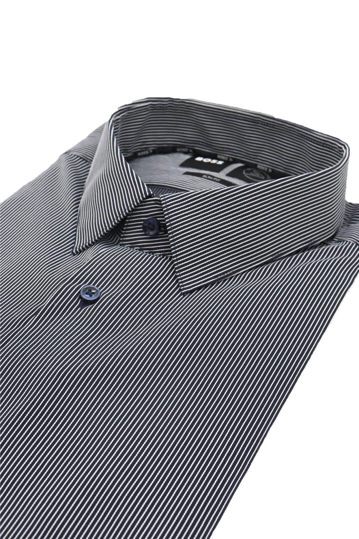 BOSS PERFORMANCE ΠΟΥΚΑΜΙΣΟ ΡΙΓΕ SLIM FIT P-HANK-S-KENT-C1-222 ΜΠΛΕ-ΛΕΥΚΟ