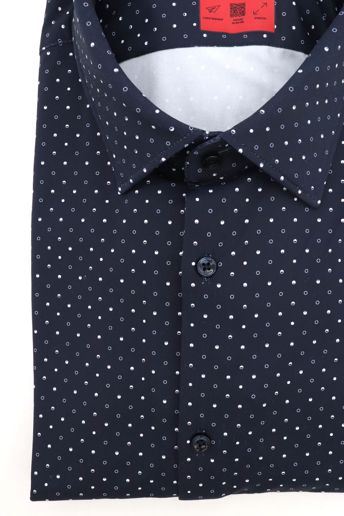 HUGO PERFORMANCE ΠΟΥΚΑΜΙΣΟ ΜΙΚΡΟΣΧΕΔΙΟ SLIM FIT KENNO ΛΕΥΚΟ-ΜΠΛΕ