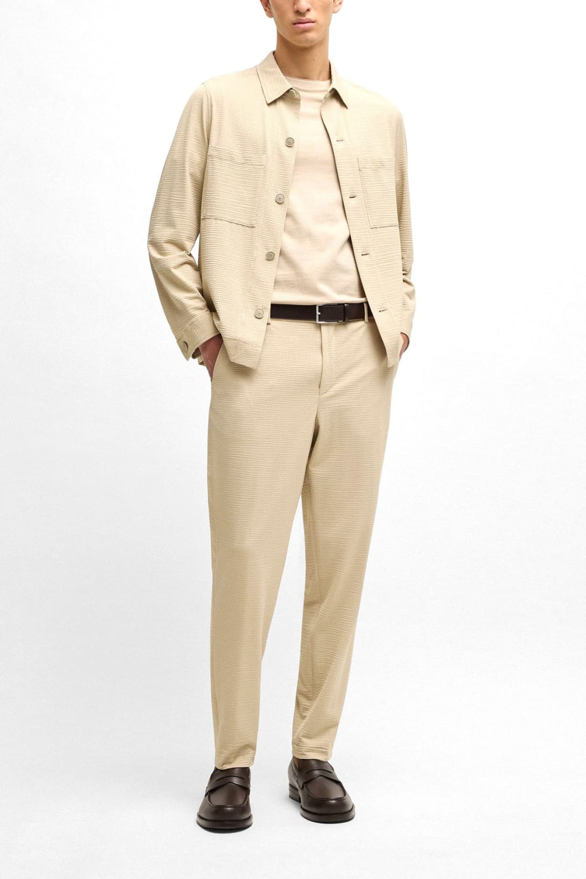 BOSS ΠΟΥΚΑΜΙΣΟ OVERSHIRT ΜΙΚΡΟΣΧΕΔΙΟ P-CARPER-J-2P-WG-252 ΜΠΕΖ