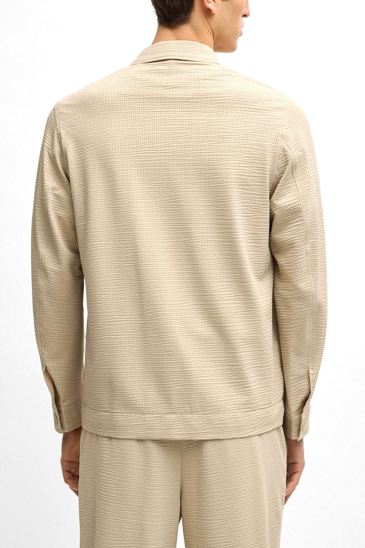 BOSS ΠΟΥΚΑΜΙΣΟ OVERSHIRT ΜΙΚΡΟΣΧΕΔΙΟ P-CARPER-J-2P-WG-252 ΜΠΕΖ