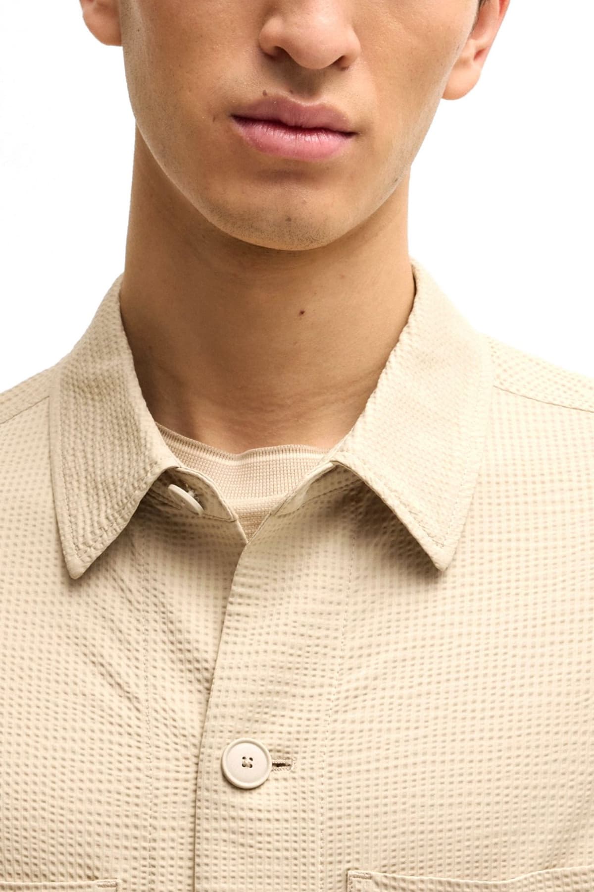 BOSS ΠΟΥΚΑΜΙΣΟ OVERSHIRT ΜΙΚΡΟΣΧΕΔΙΟ P-CARPER-J-2P-WG-252 ΜΠΕΖ