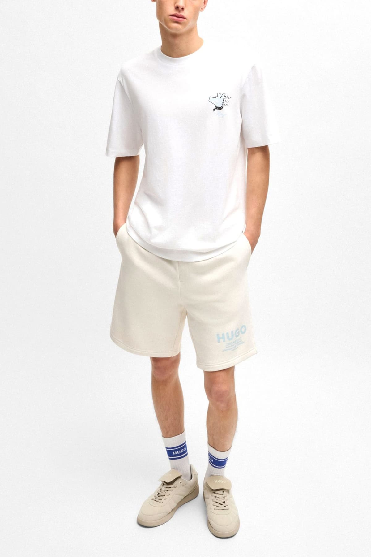 HUGO BLUE T-SHIRT NEBULOP ΛΕΥΚΟ