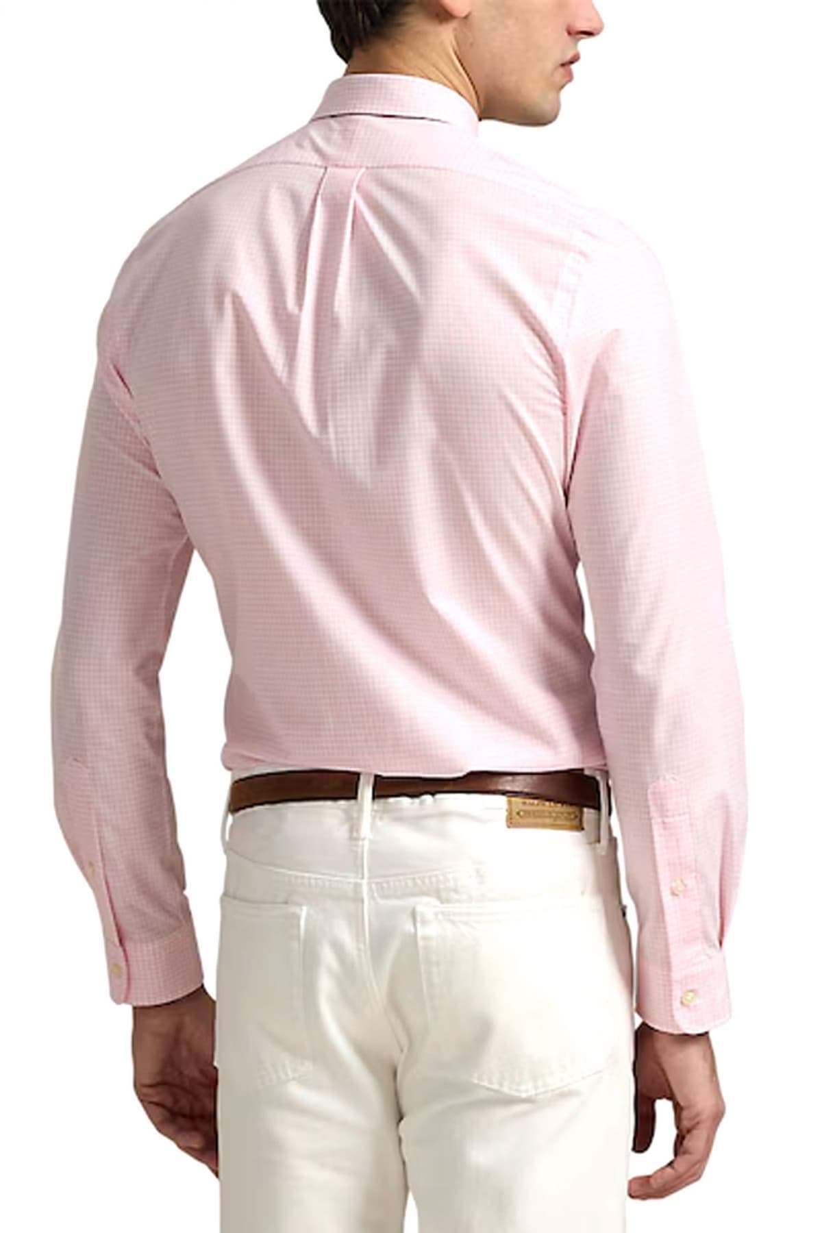 RALPH LAUREN ΠΟΥΚΑΜΙΣΟ ΚΑΡΩ BUTTON DOWN CUSTOM FIT ΡΟΖ-ΛΕΥΚΟ