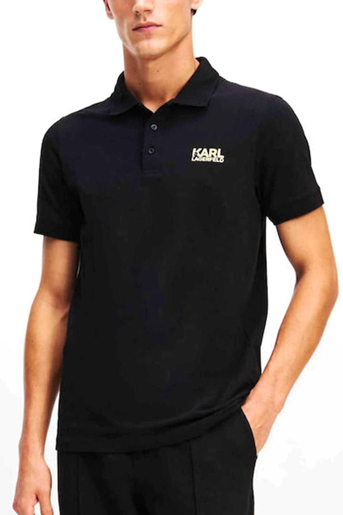 KARL LAGERFELD POLO LOGO ΜΑΥΡΟ