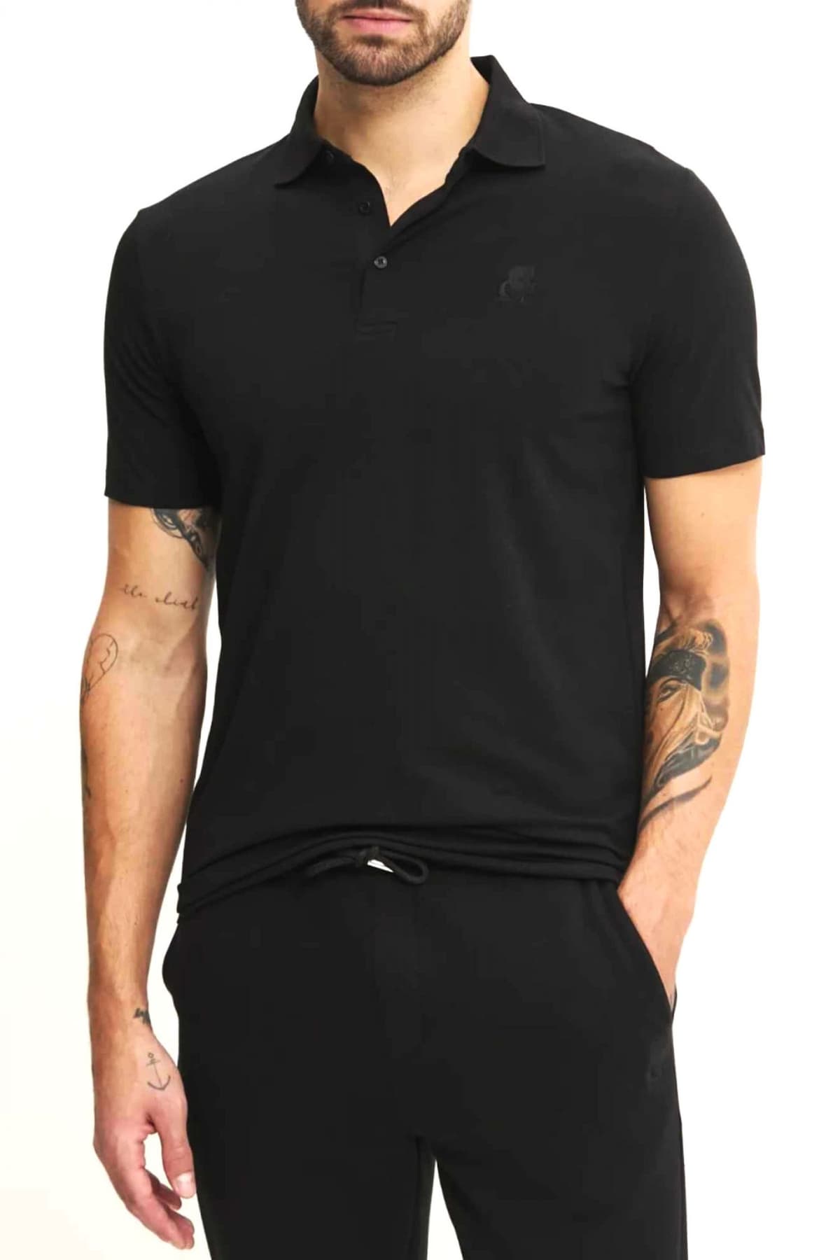 KARL LAGERFELD POLO LOGO ΜΑΥΡΟ