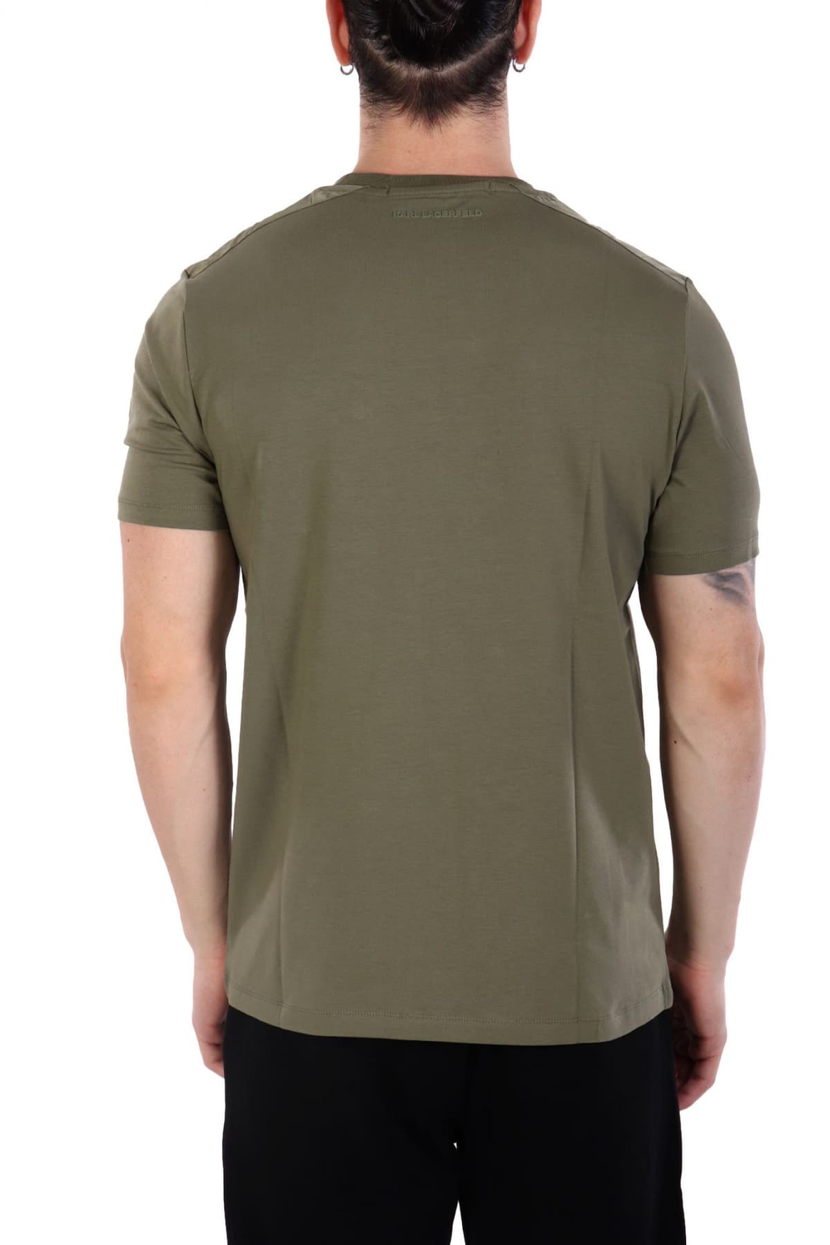 KARL LAGERFELD T-SHIRT CREW NECK POCKET METALLIC LOGO ΧΑΚΙ