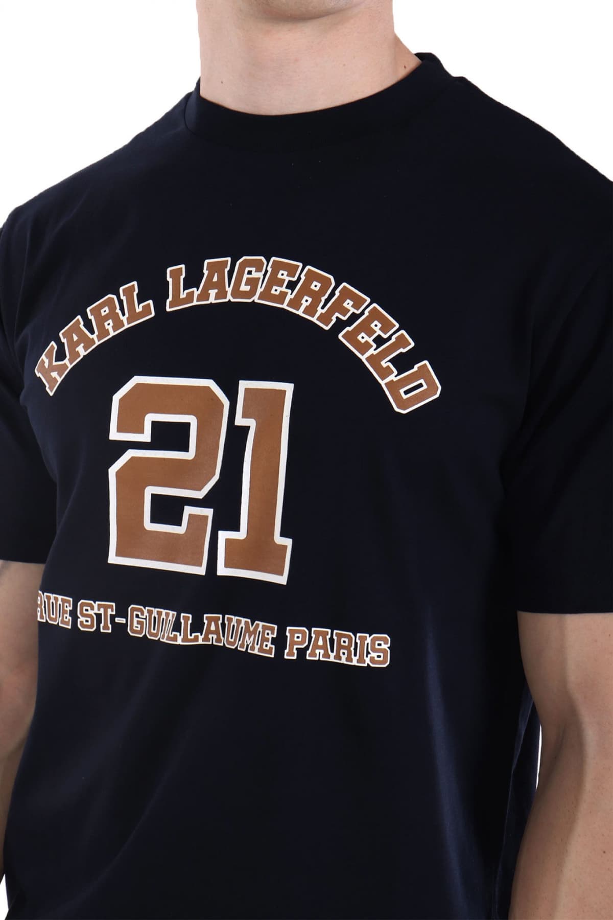 KARL LAGERFELD T-SHIRT CREW NECK LOGO ΜΠΛΕ