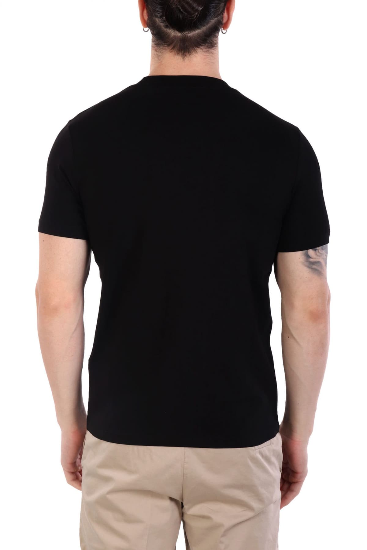 KARL LAGERFELD T-SHIRT CREW NECK FLUO LOGO ΜΑΥΡΟ