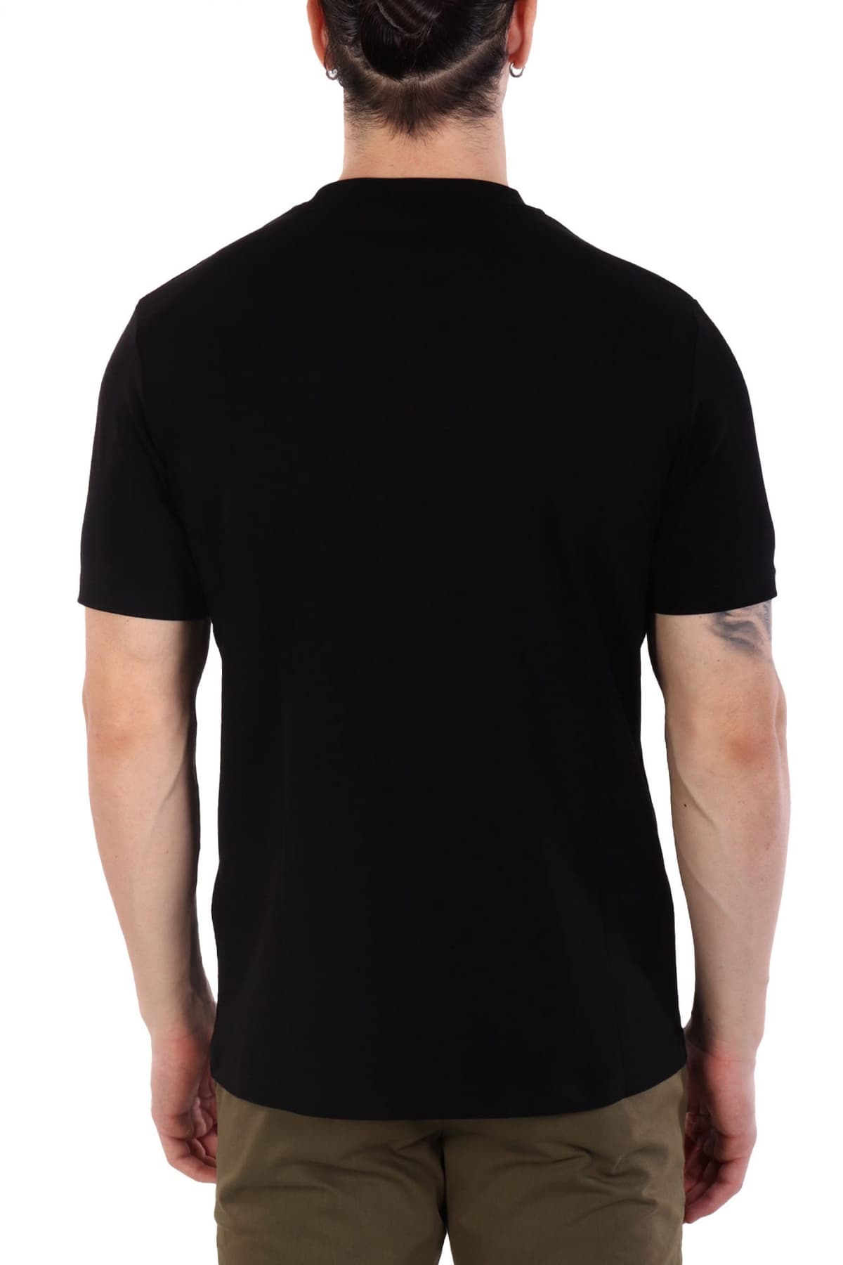 KARL LAGERFELD T-SHIRT CREW NECK MULTICOLOUR LOGO ΜΑΥΡΟ