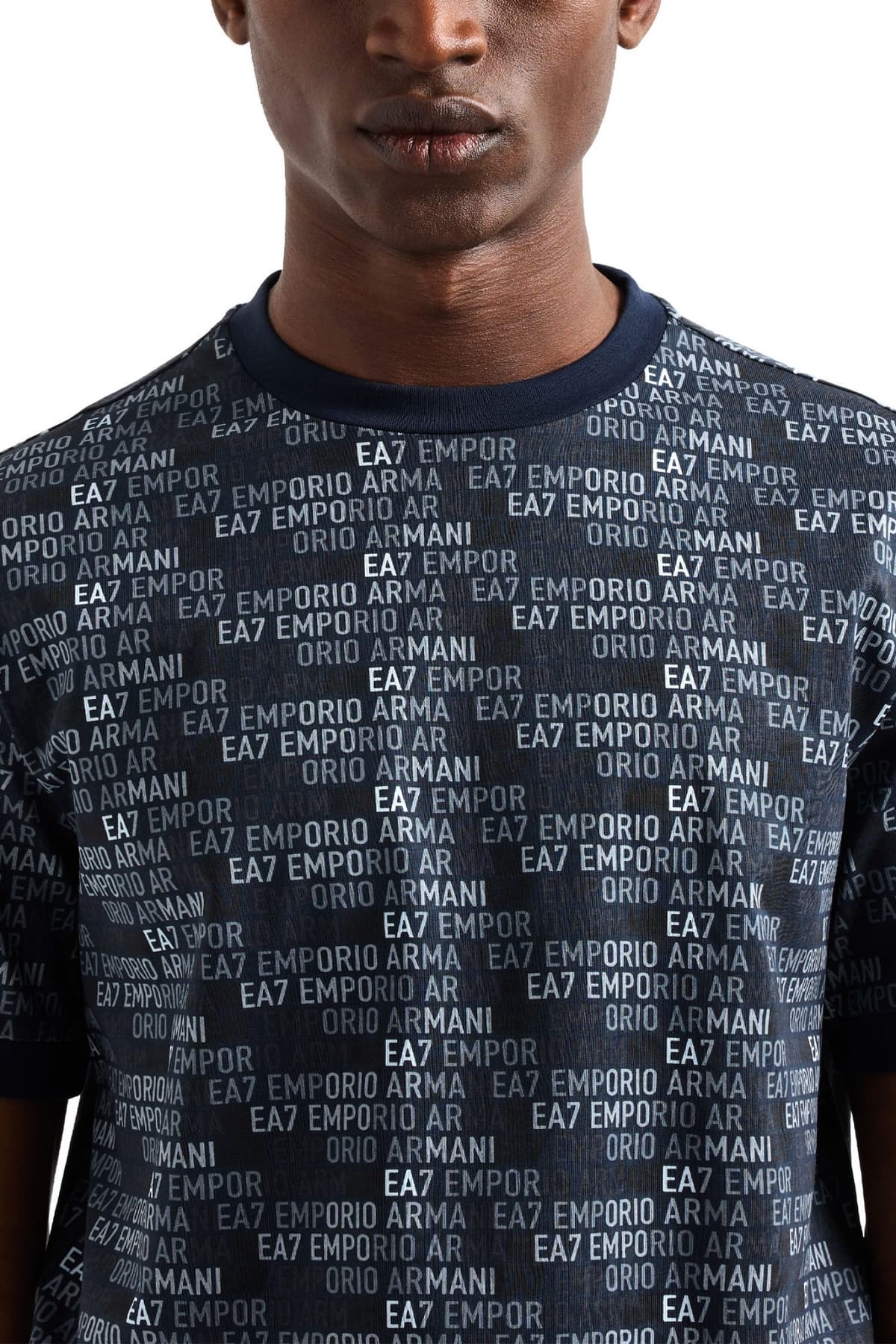 ARMANI 7 T-SHIRT ALL OVER LOGO ΜΠΛΕ