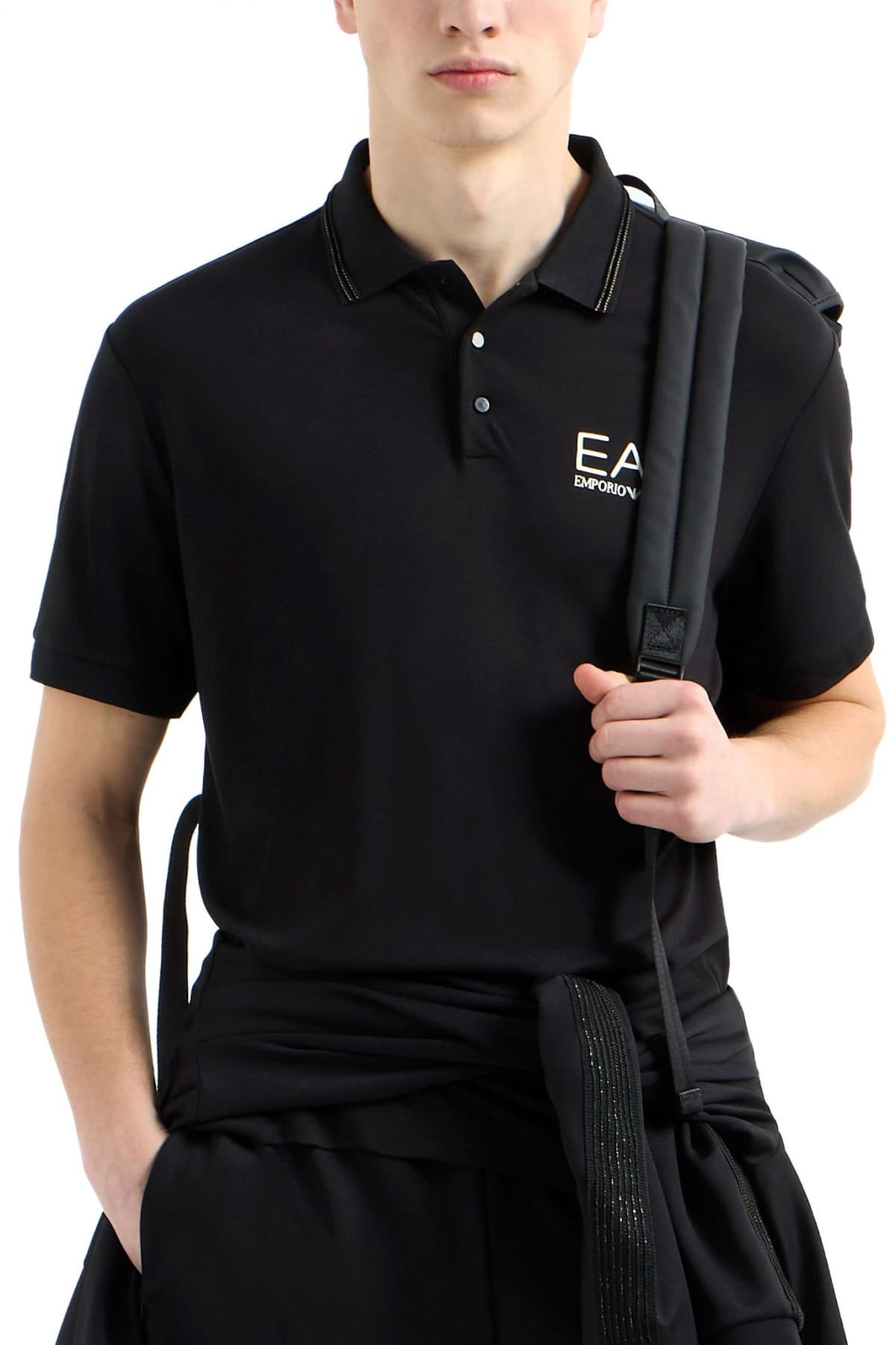 ARMANI 7 POLO METALLIC BUTTONS LOGO ΜΑΥΡΟ