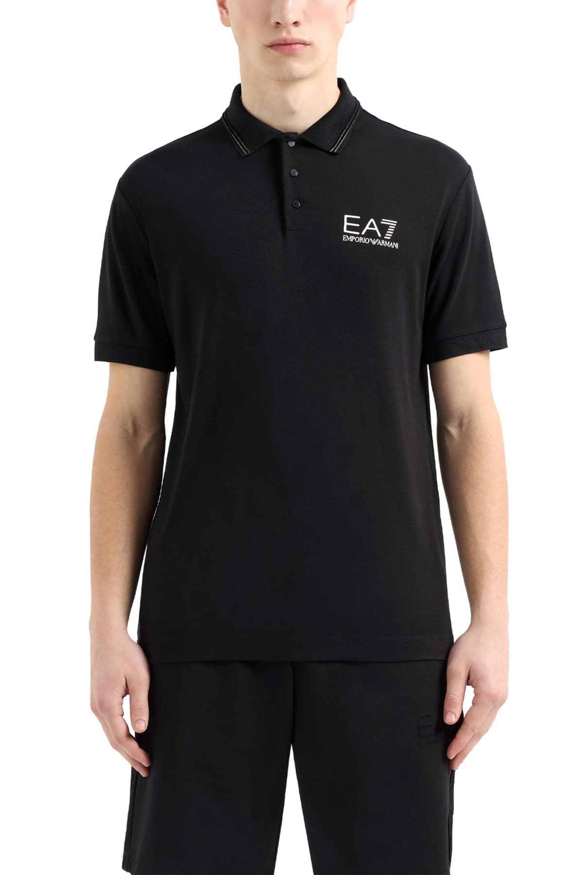 ARMANI 7 POLO METALLIC BUTTONS LOGO ΜΑΥΡΟ