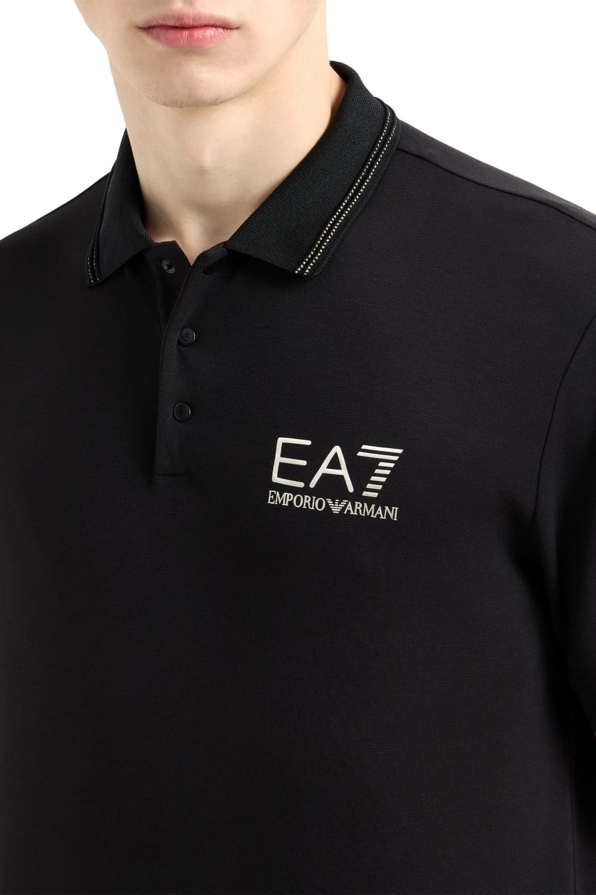 ARMANI 7 POLO METALLIC BUTTONS LOGO ΜΑΥΡΟ