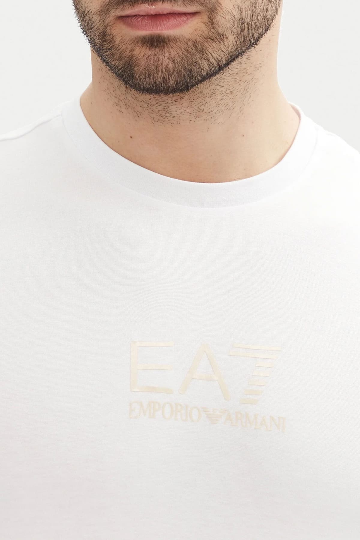 ARMANI 7 T-SHIRT GOLD LOGO ΛΕΥΚΟ