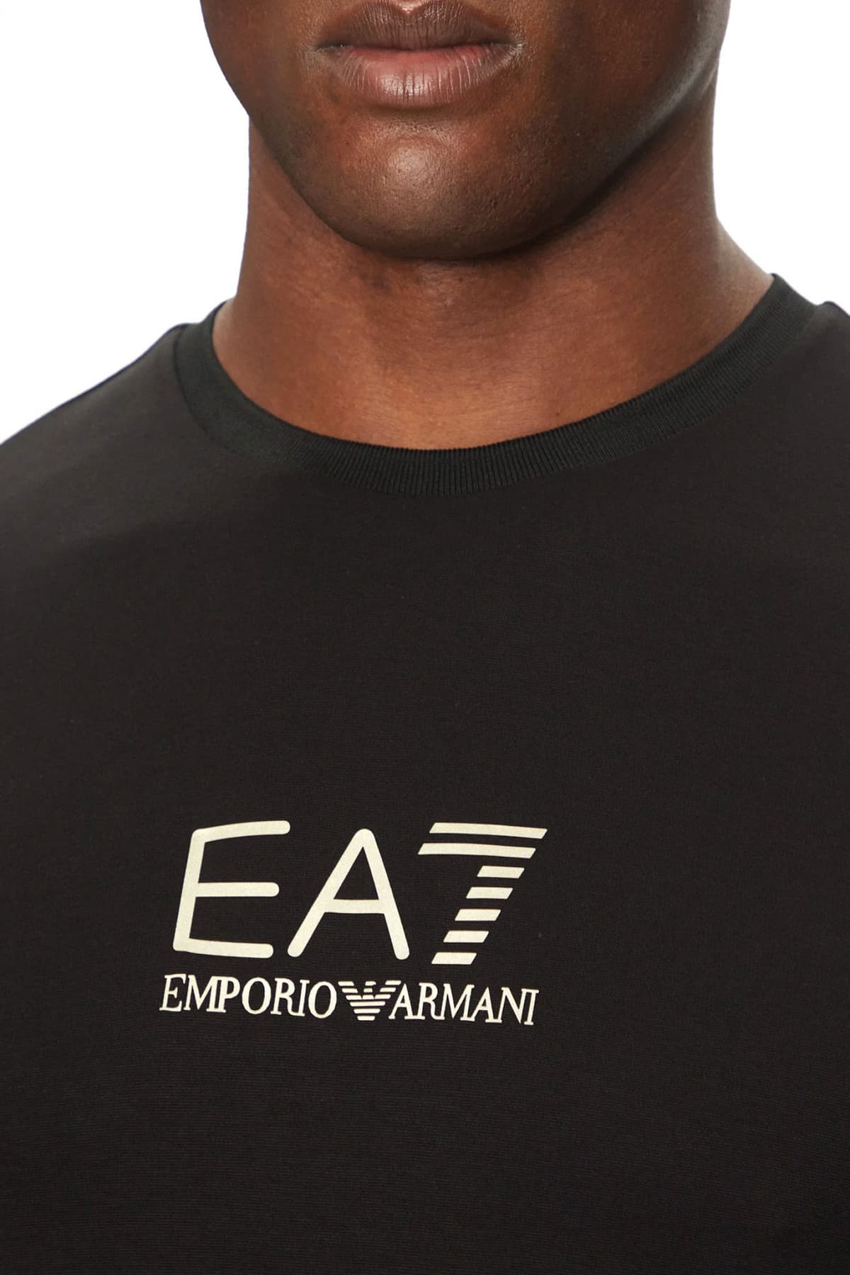 ARMANI 7 T-SHIRT SILVER LOGO ΜΑΥΡΟ