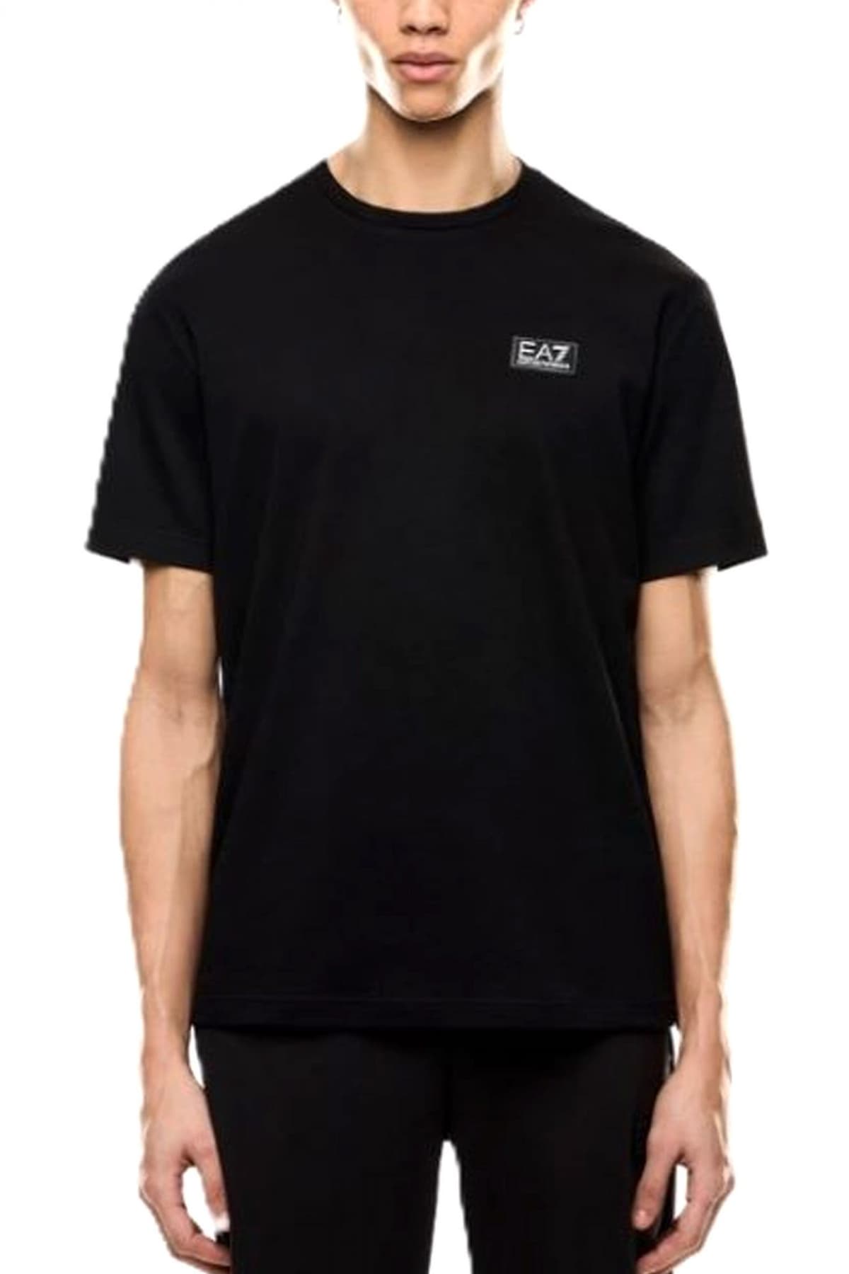 ARMANI 7 T-SHIRT LOGO SIDE ZIP ΜΑΥΡΟ