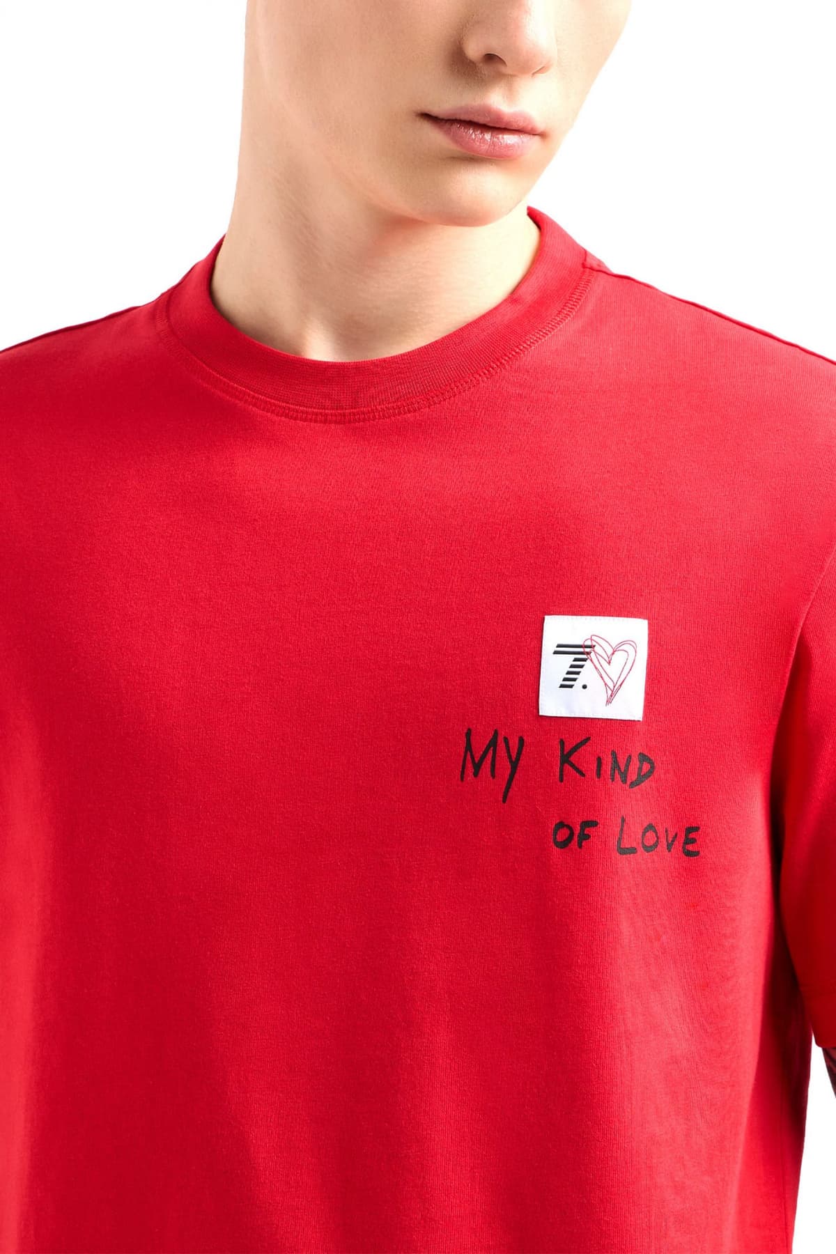 ARMANI 7 T-SHIRT LOGO HEART ΚΟΚΚΙΝΟ